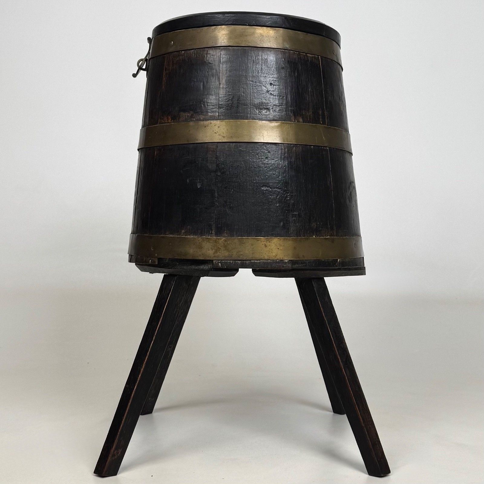 Antique 20th Century Unique Brass Bound Storage Barrel In Oak ( Af 5543 ) photo Furniture