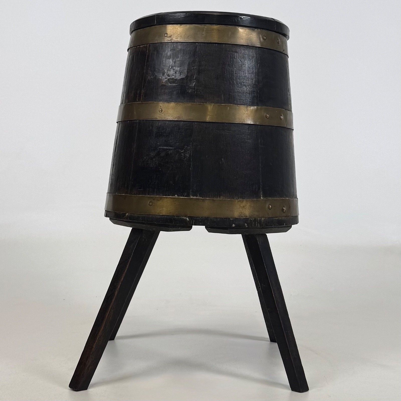 Antique 20th Century Unique Brass Bound Storage Barrel In Oak ( Af 5543 ) photo vinterior