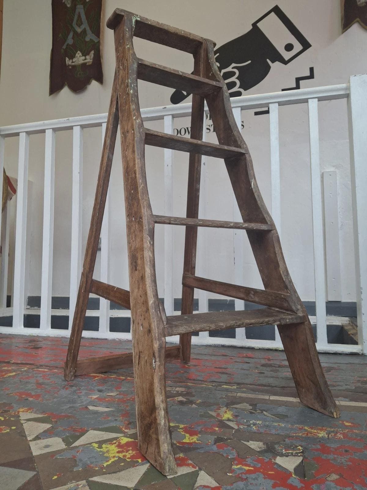19th Century Estate Made Pine Library Steps/Stool.