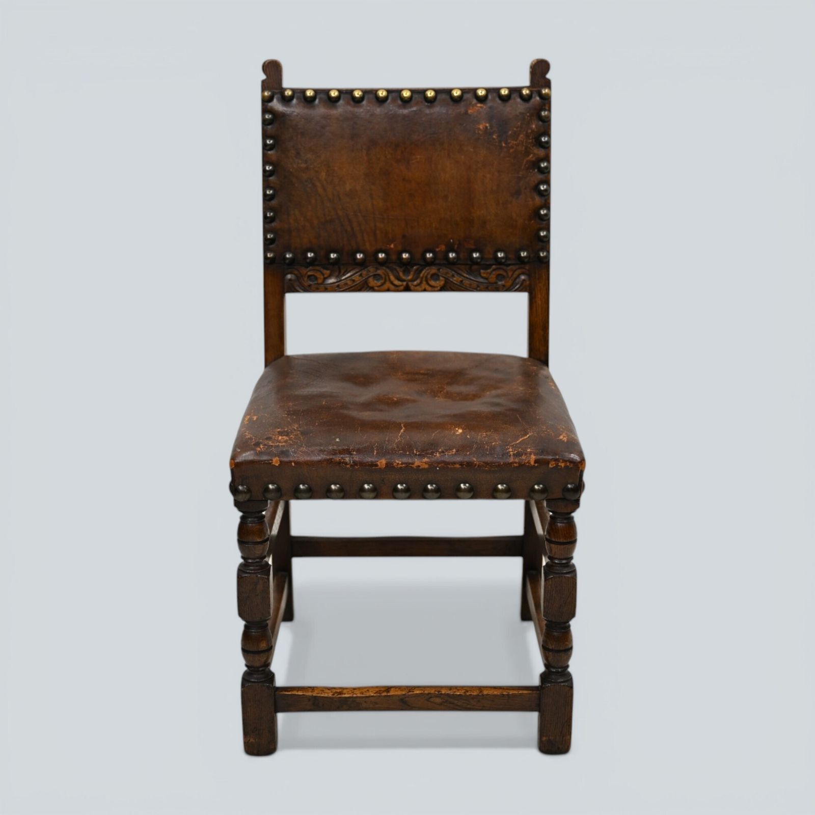 6 Jacobean Dining Chairs Cromwellian Style Studded Leather Free Uk Delivery* photo Furniture