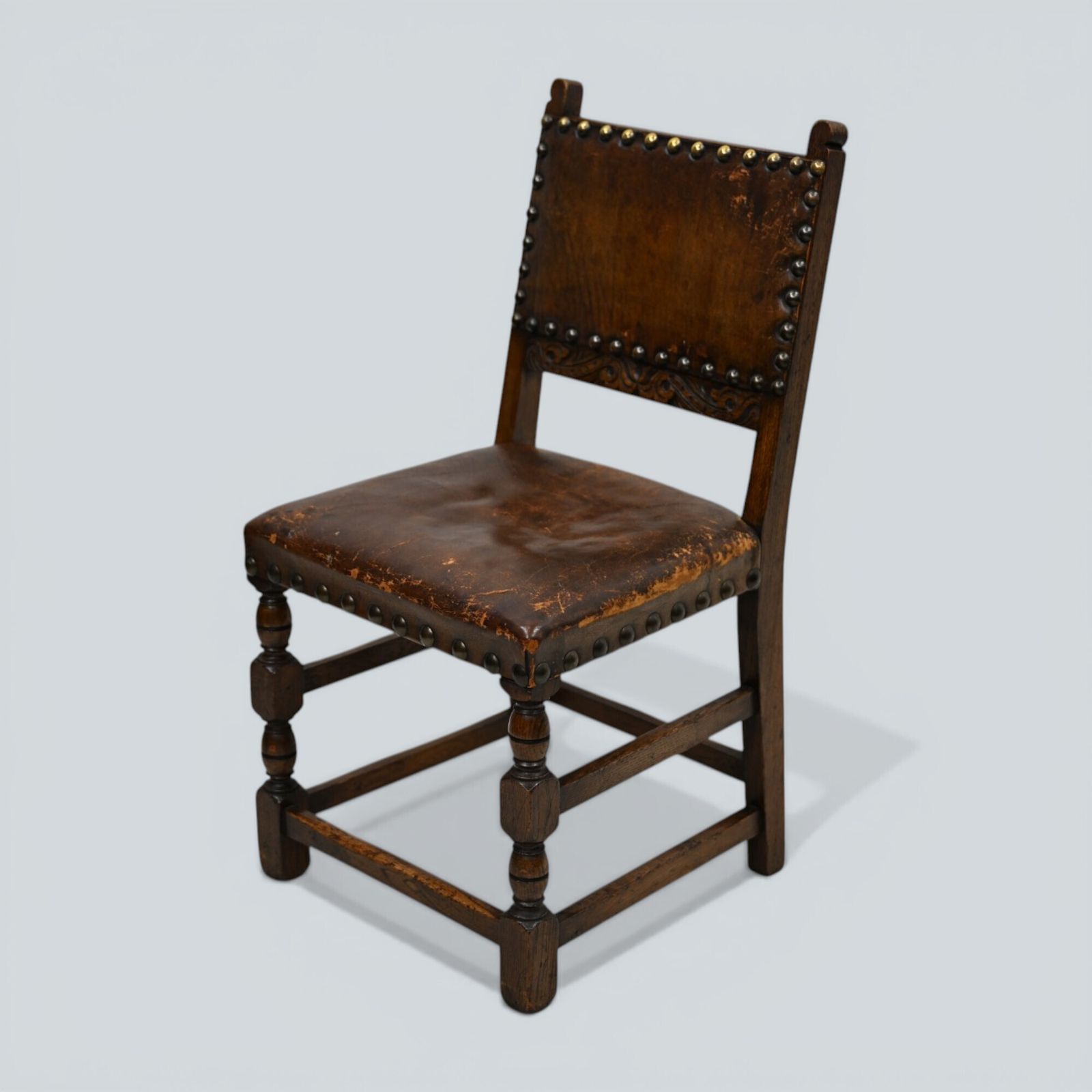 6 Jacobean Dining Chairs Cromwellian Style Studded Leather Free Uk Delivery* photo 947.0