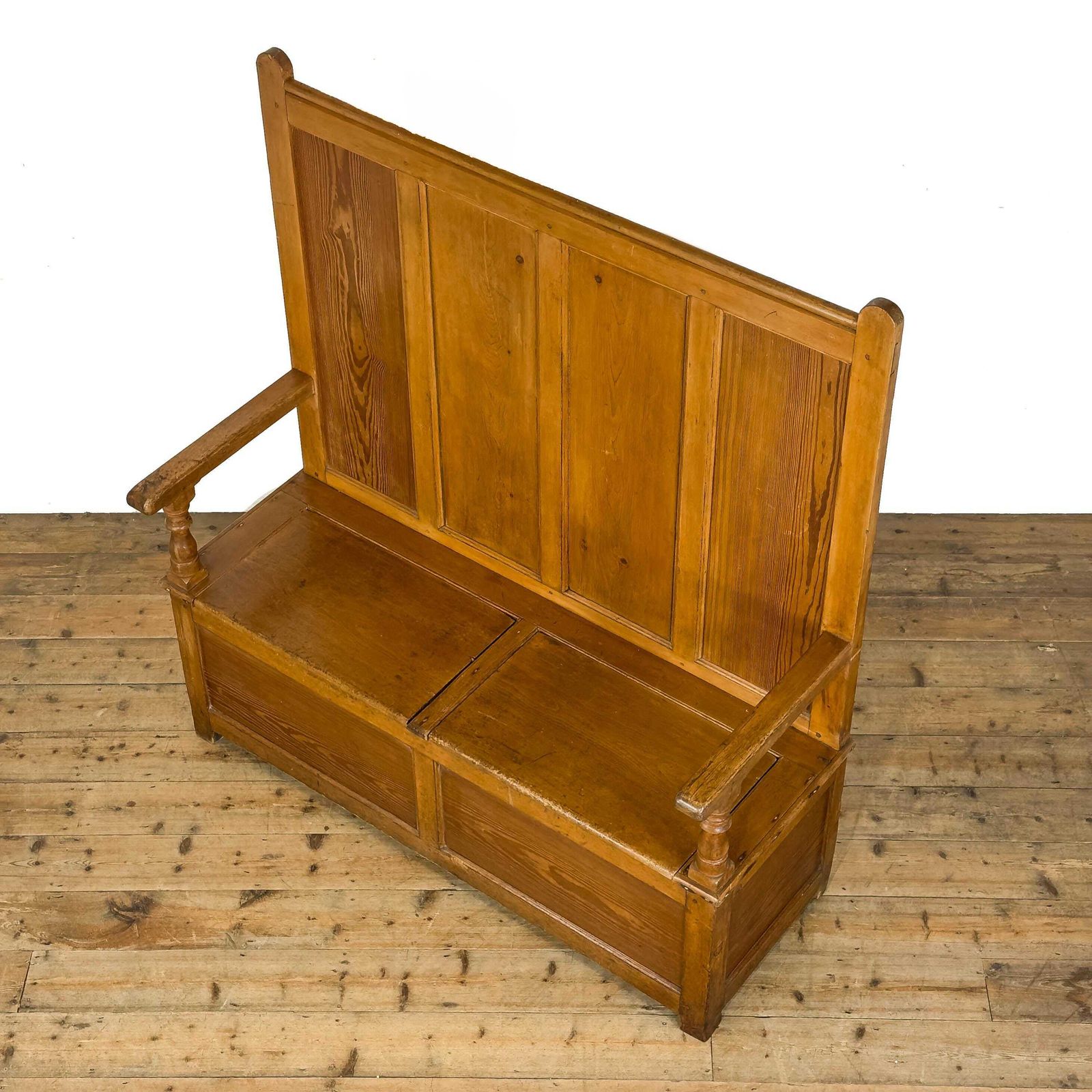 Antique Country Pine Settle Bench | Rustic Furniture | Rustic Bench | Rustic Settle | Pine Furniture photo for sale