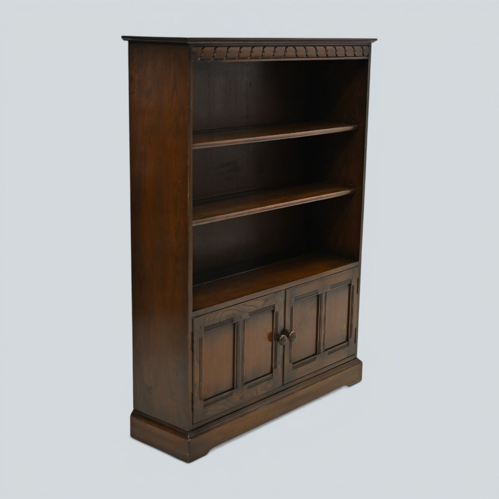 Ercol Wide Medium Bookcase 2 Shelves Dark Finish Free Uk Delivery* photo vintage