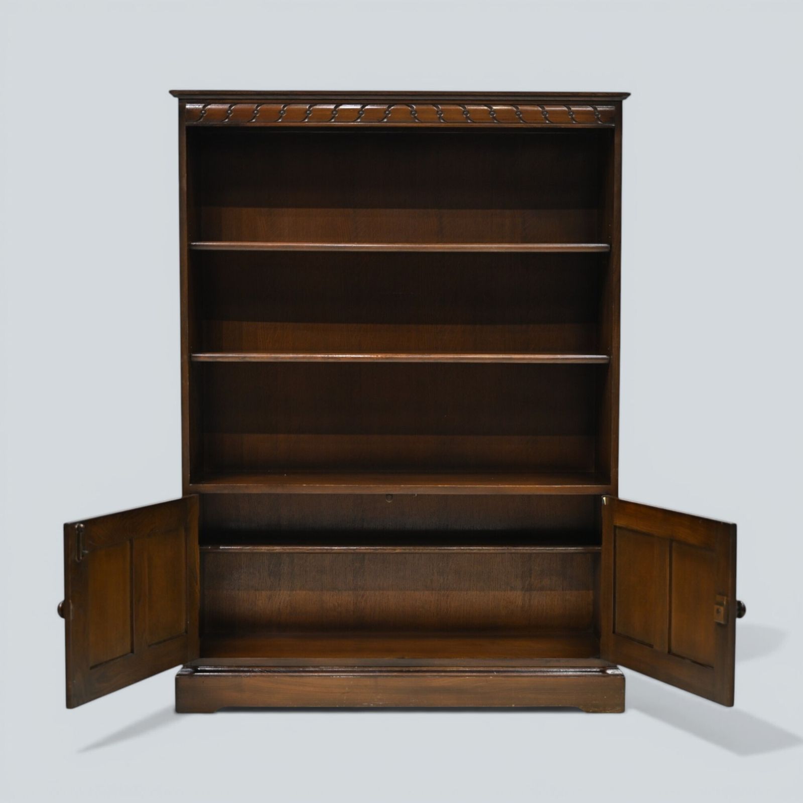 photo for sale Ercol Wide Medium Bookcase 2 Shelves Dark Finish Free Uk Delivery*
