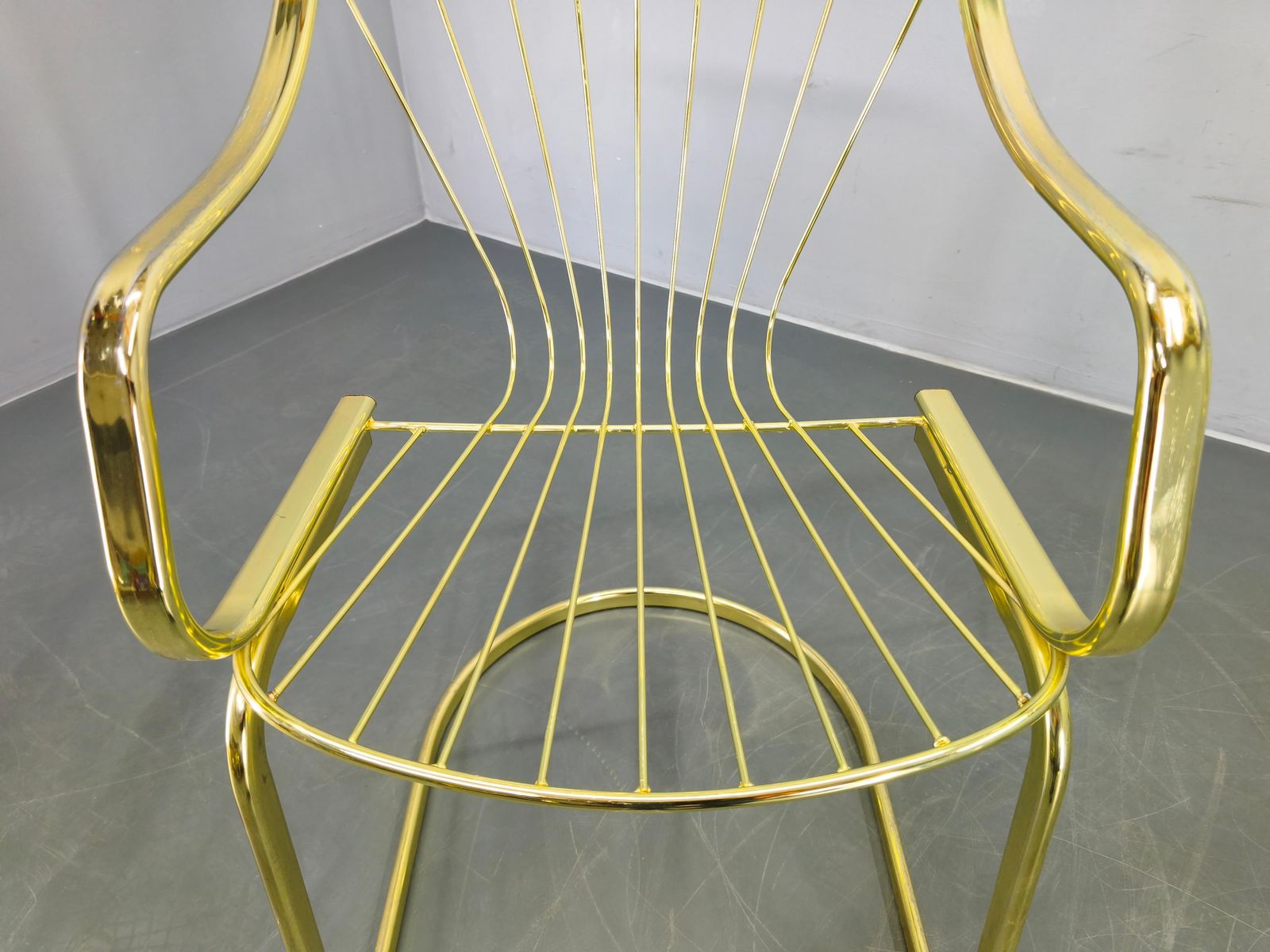 photo buy Set Of 5 Gastone Rinaldi Brass Dining Chairs For Rima, Italy 1970s