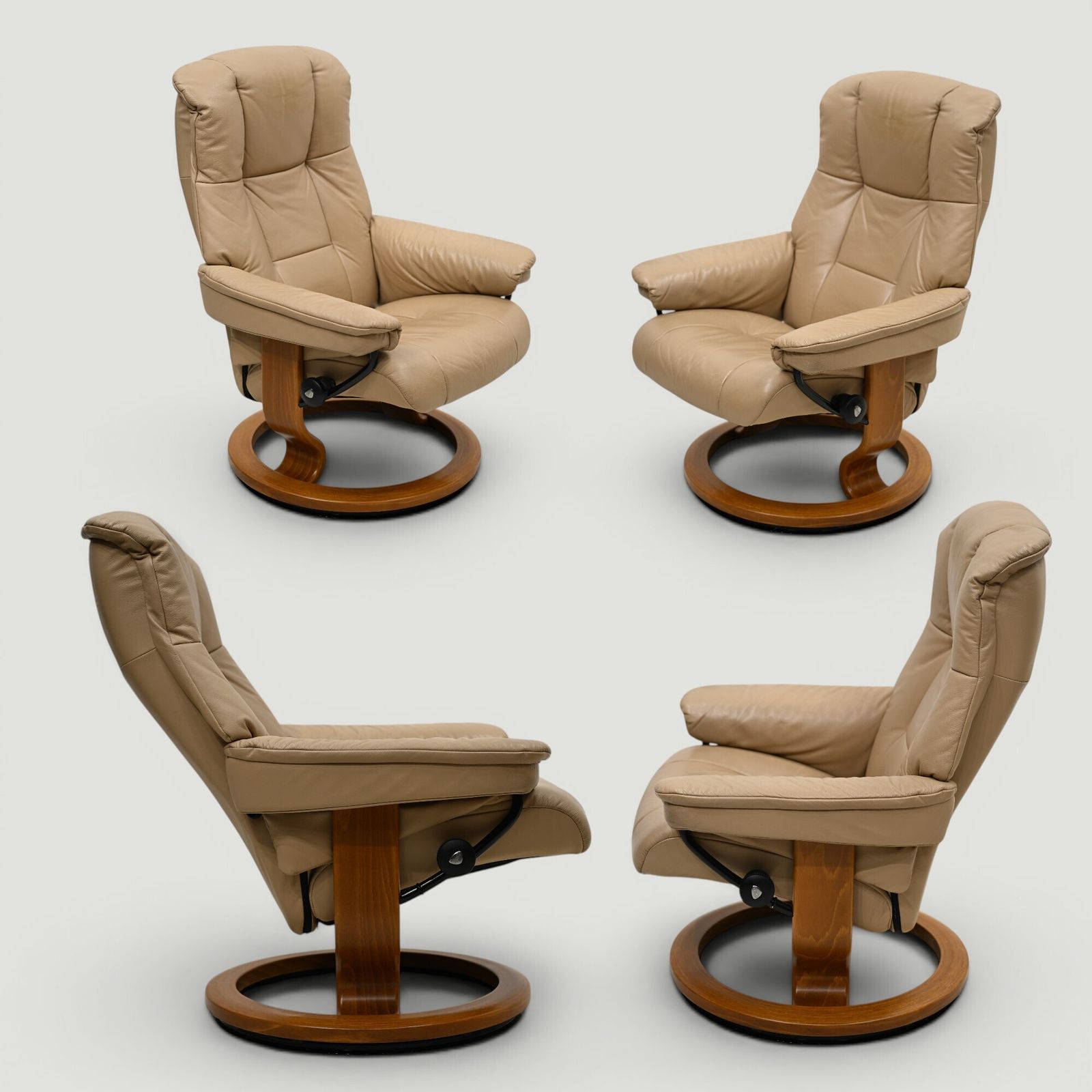 Erkornes Stressless Reclining Armchair Beige Leather Swivel Free Uk Delivery*