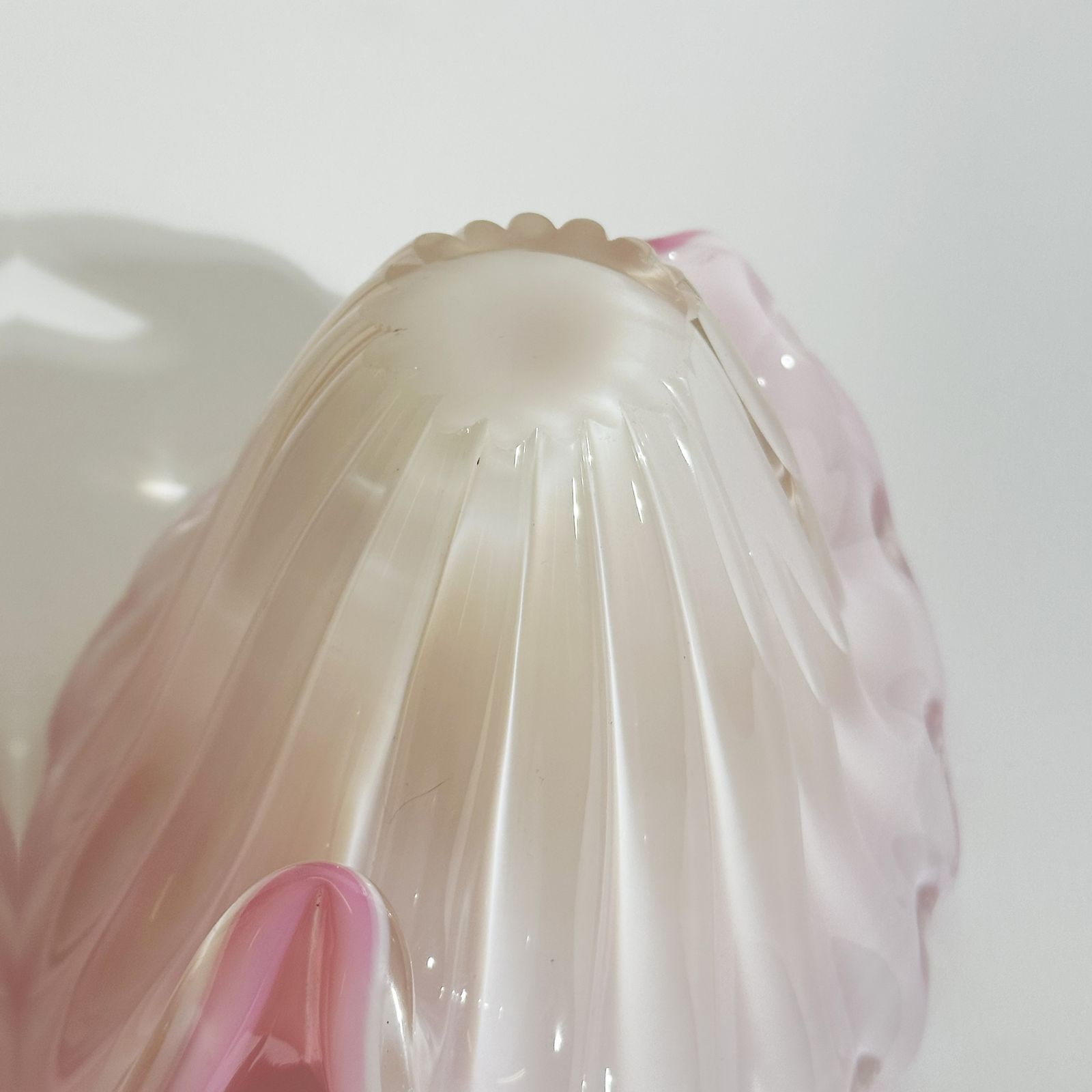 photo for sale Archimede Seguso Murano Glass Bowl, Pink Alabastro Clam Shell, 1960s