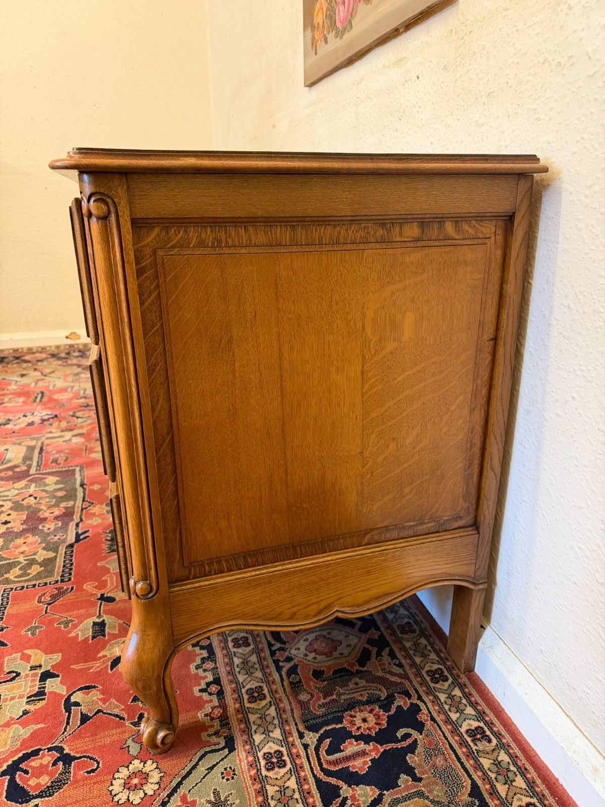 Quality French Carved Oak Chest Of Three Drawers Circa 1950 photo vinterior