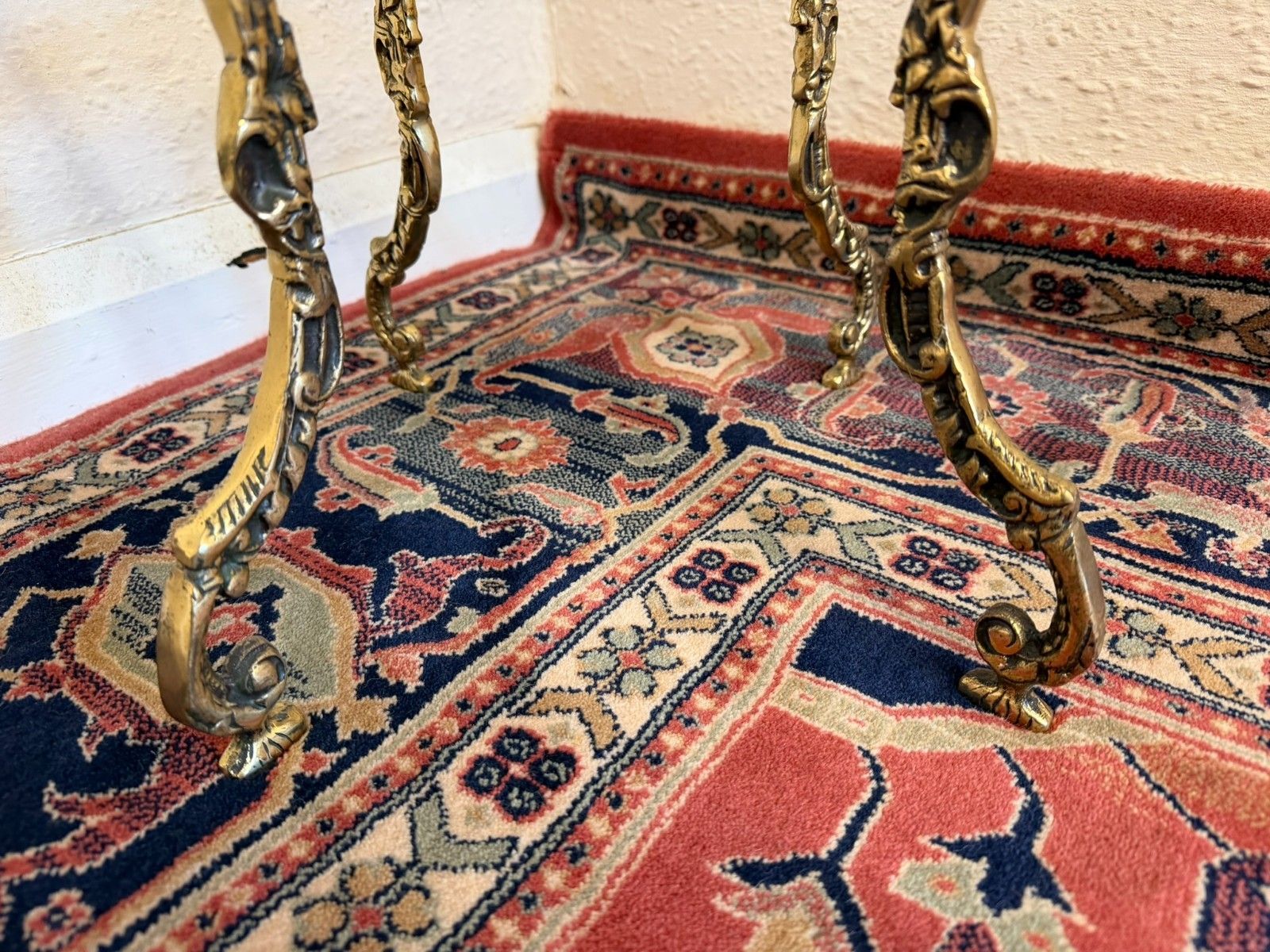 photo furniture Frech Ornate Brass And Marble Stand Circa 1950