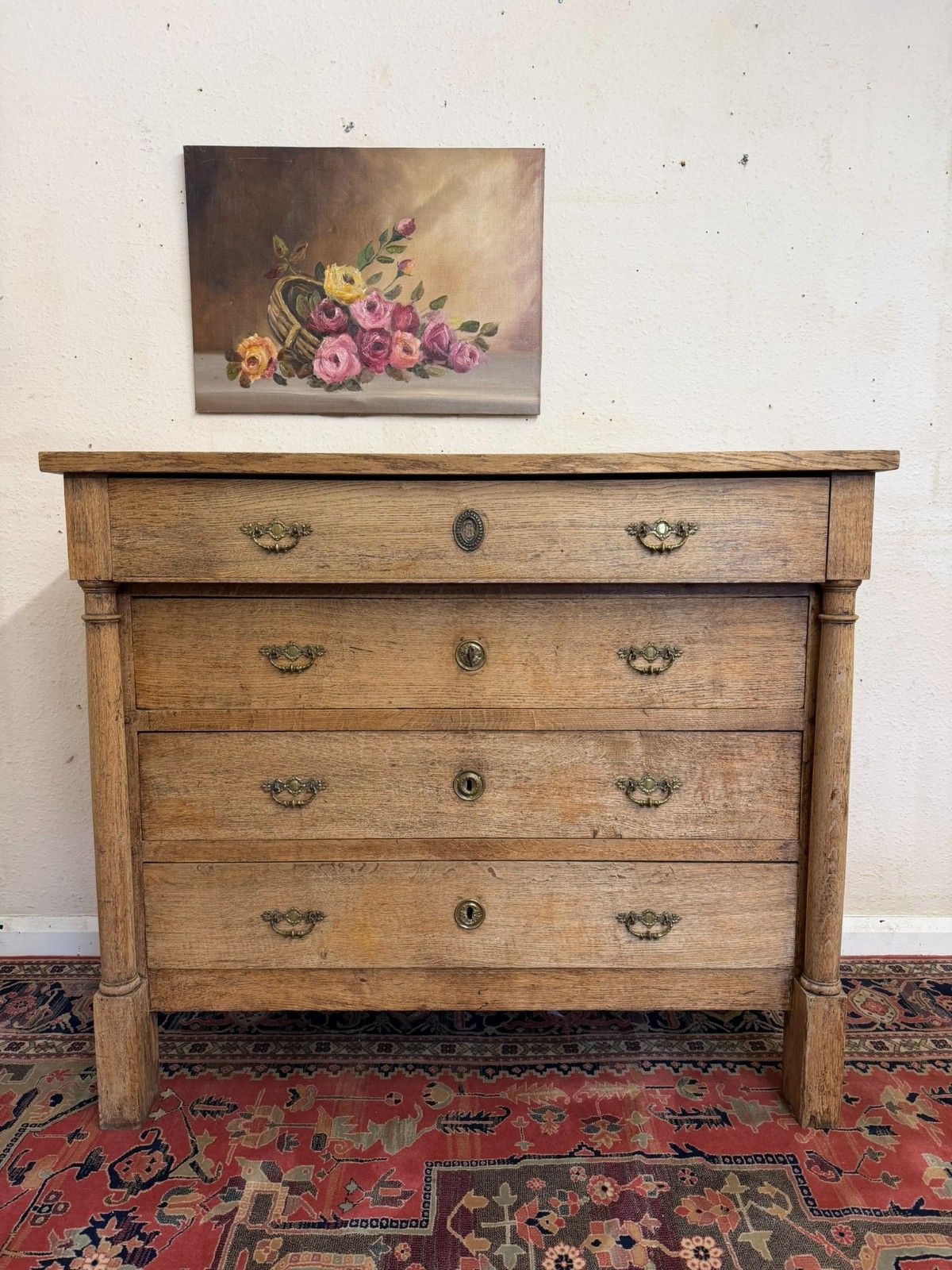 French Raw Oak Napoleonic Commode/Chest Of Drawers Circa 1830