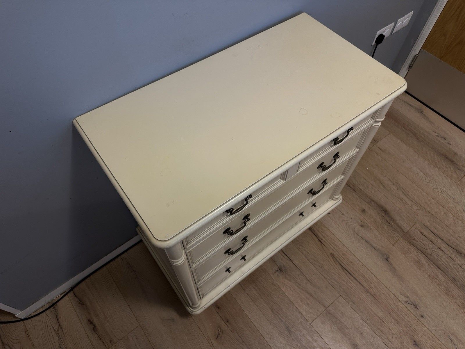 Laura Ashley Cream Chest Of Drawers 5 Drawer Bedroom Shabby Chic Vintage Style photo vinterior