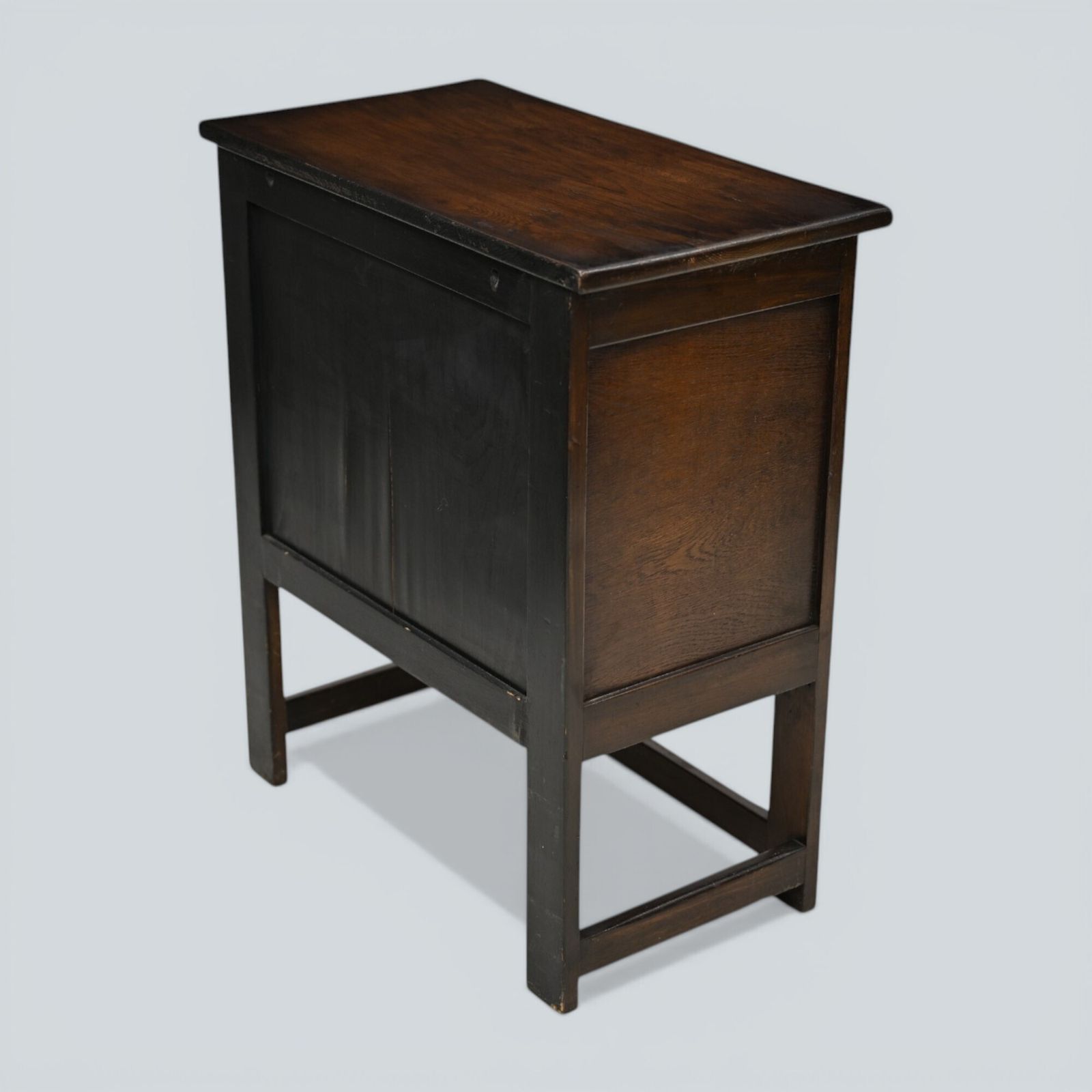 Vintage Oak Pedestal Cupboard Carved Narrow Drawer Double Doors Free Uk Delivery photo vinterior