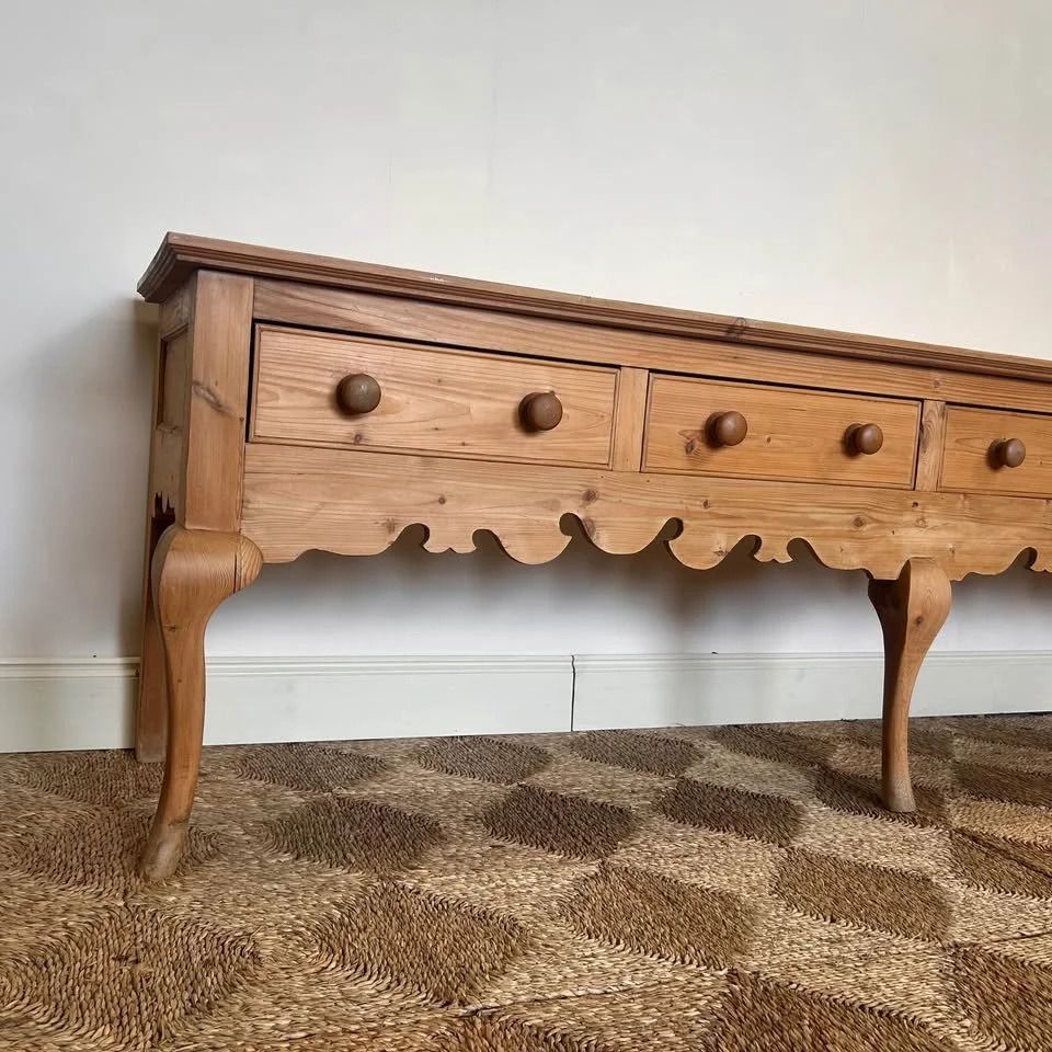 Large Georgian Style Pine Dresser Base photo vintage