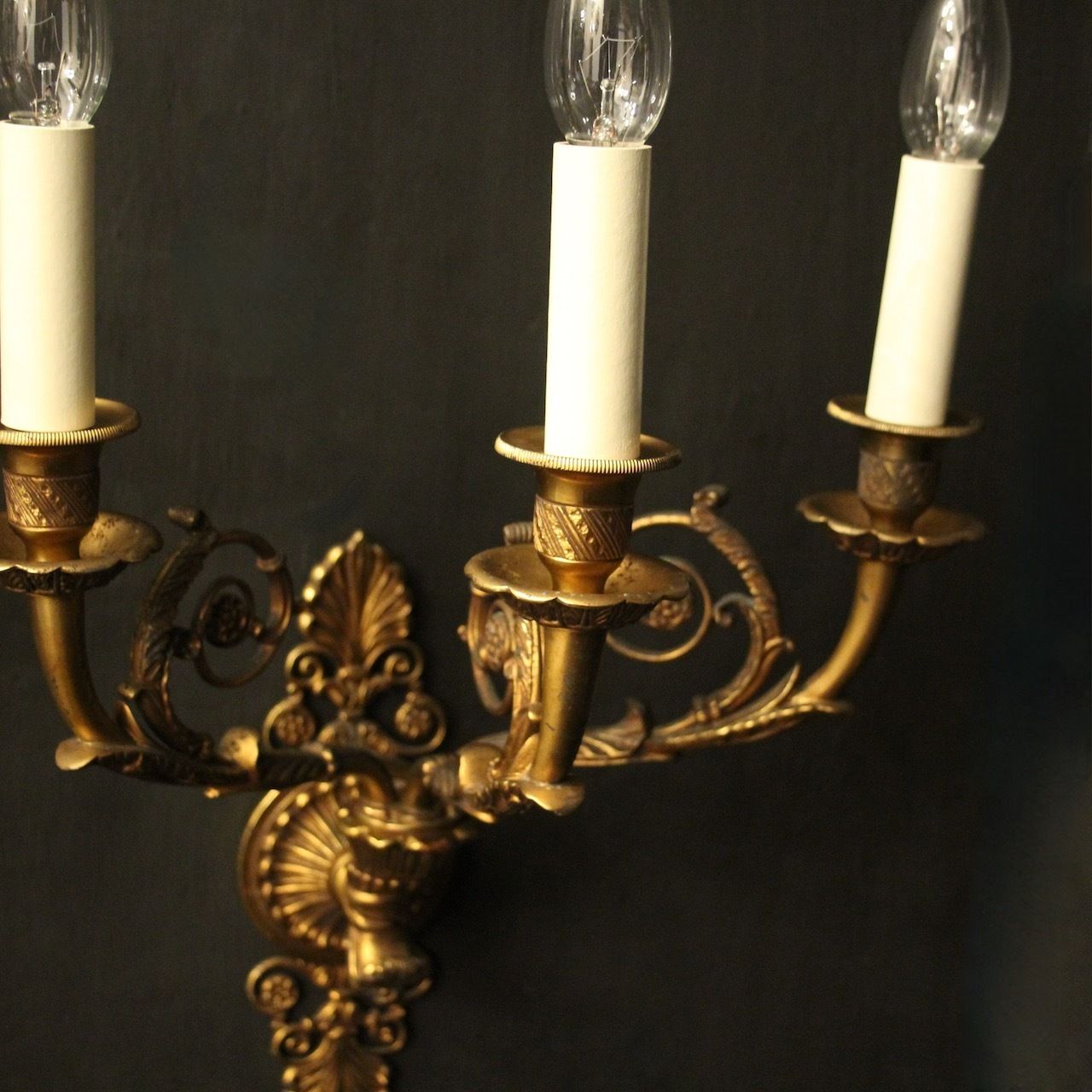 French Pair Of Bronze Antique Wall Sconces photo 1950.0