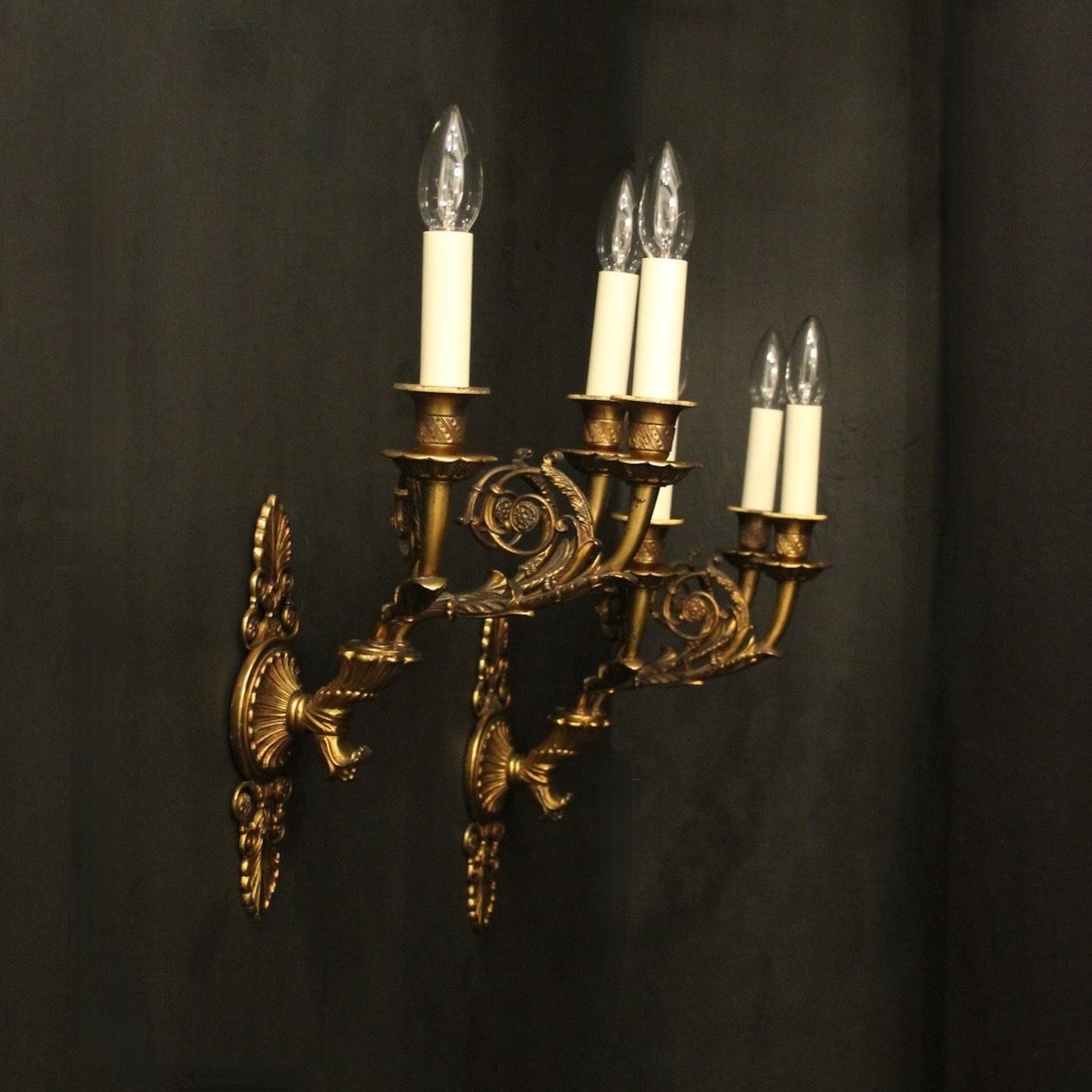 photo for sale French Pair Of Bronze Antique Wall Sconces