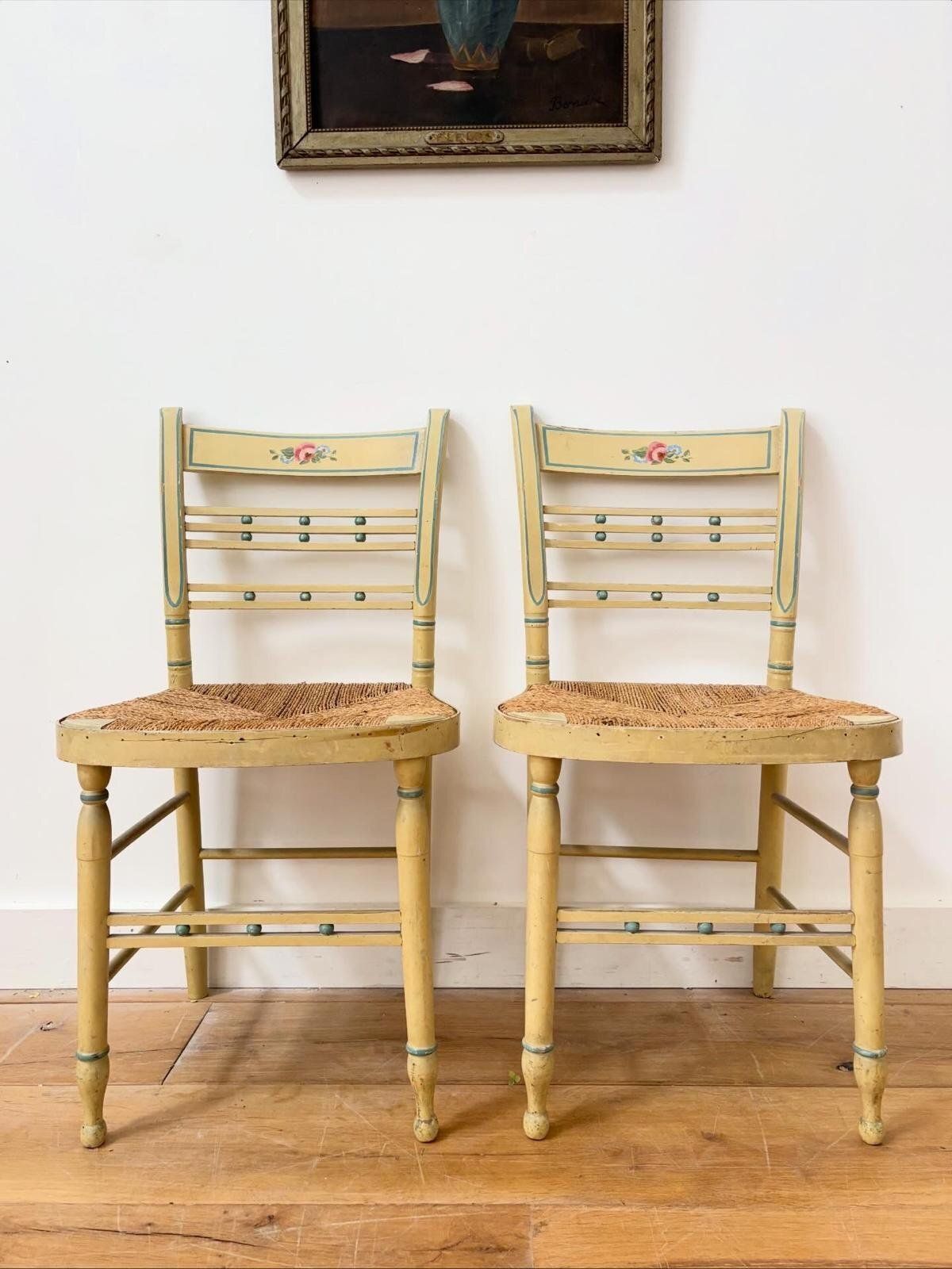 A Pair Of Early Nineteenth Century Rush Seated Bedroom Chairs photo furniture