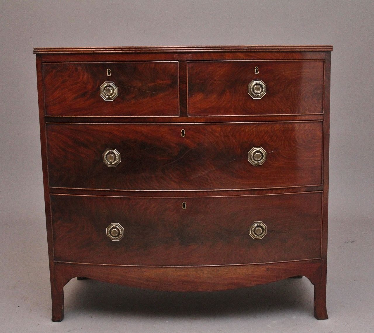 1500.0 Early 19th Century Flame Mahogany Bowfront Chest photo
