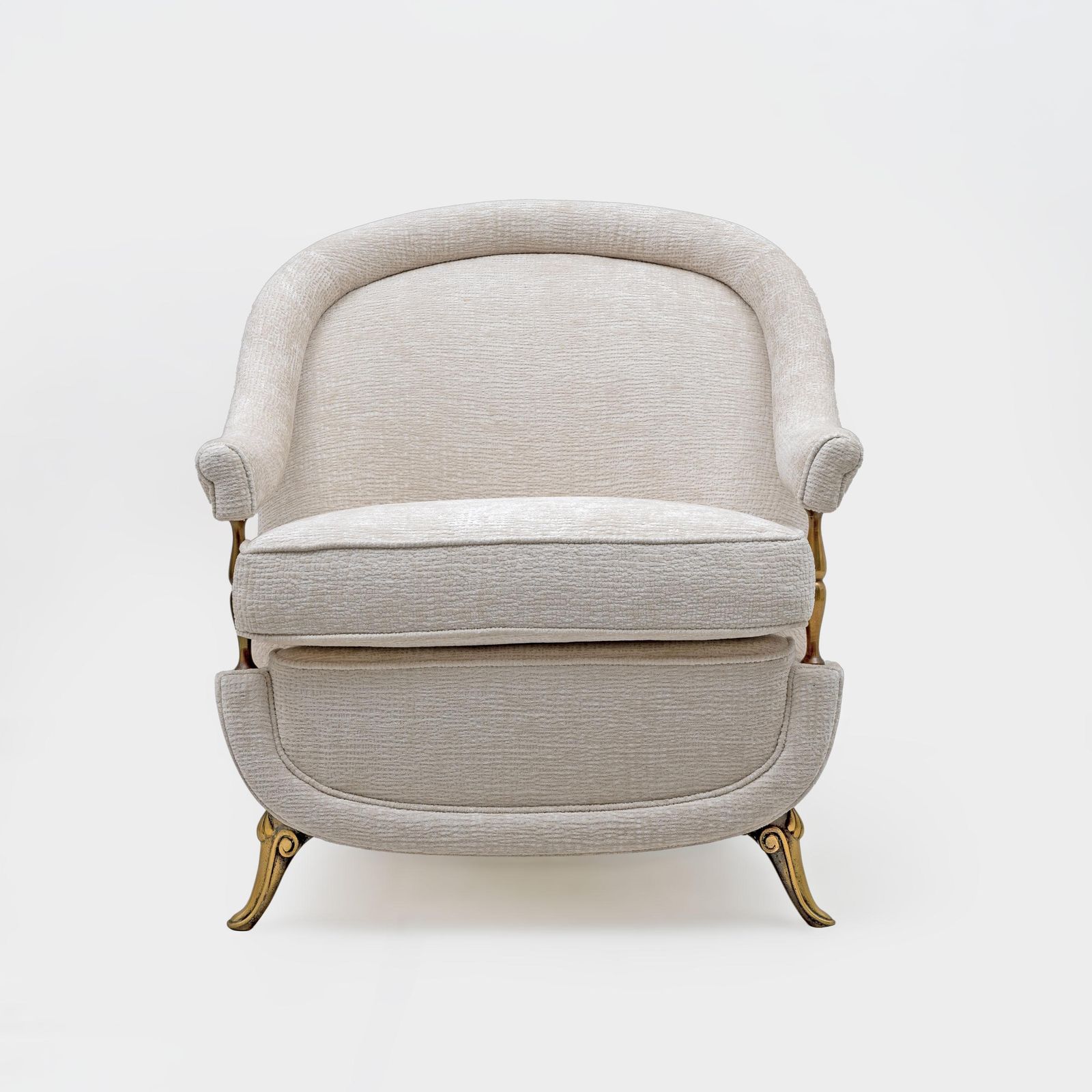 Pair Of French Mid Century Armchairs In Art Deco Style With Brass Details, 1950s photo 10594.0