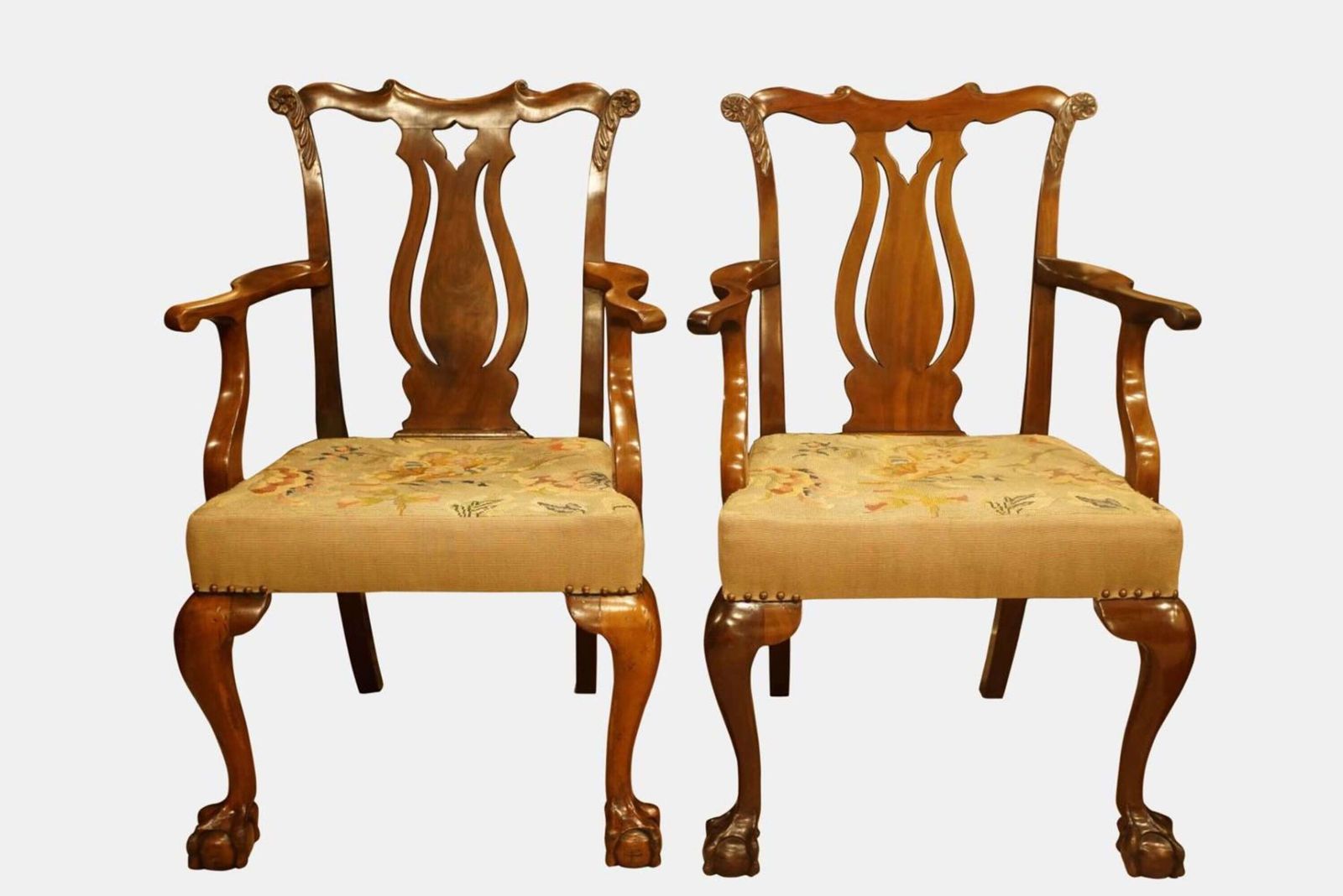 Set Of 8 Victorian Chippendale Style Mahogany Dining Chairs With Original Tapestry Seats photo furniture