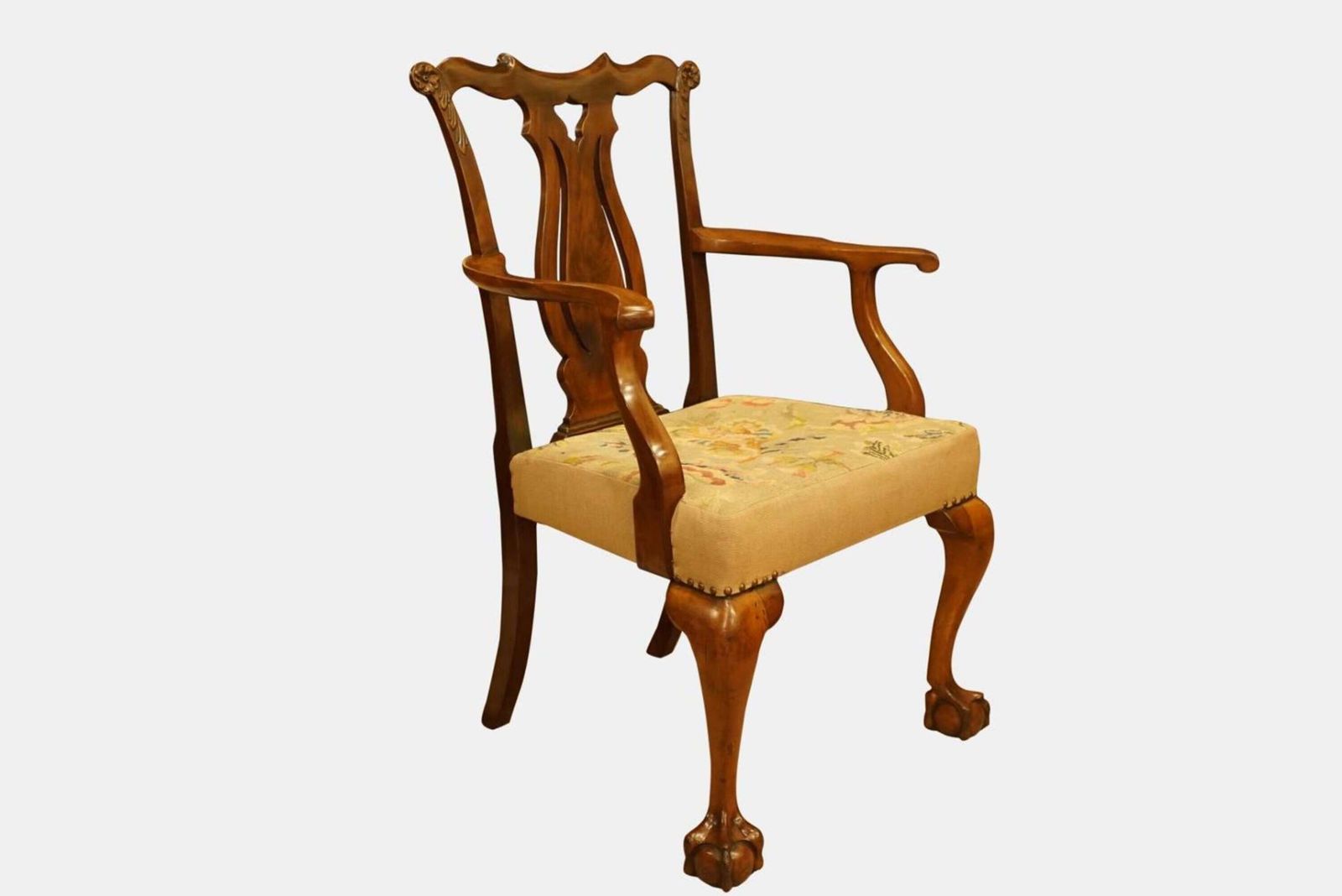 Set Of 8 Victorian Chippendale Style Mahogany Dining Chairs With Original Tapestry Seats photo Furniture