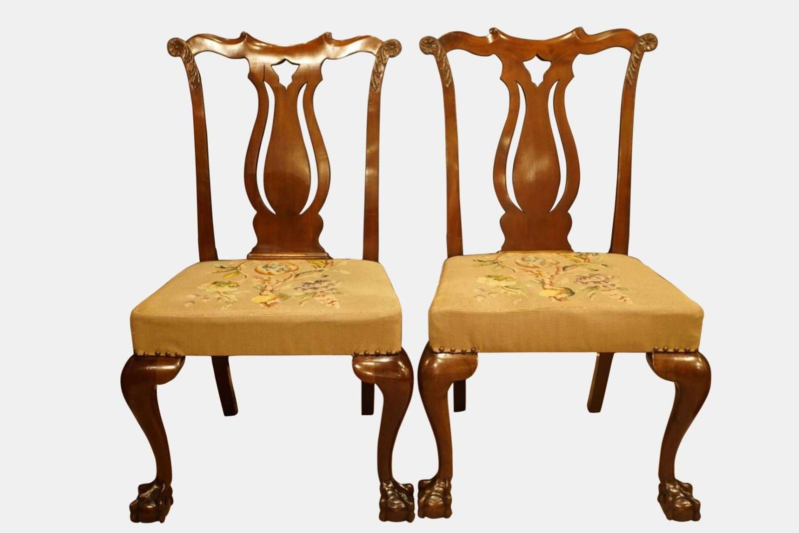Set Of 8 Victorian Chippendale Style Mahogany Dining Chairs With Original Tapestry Seats photo 2415.0