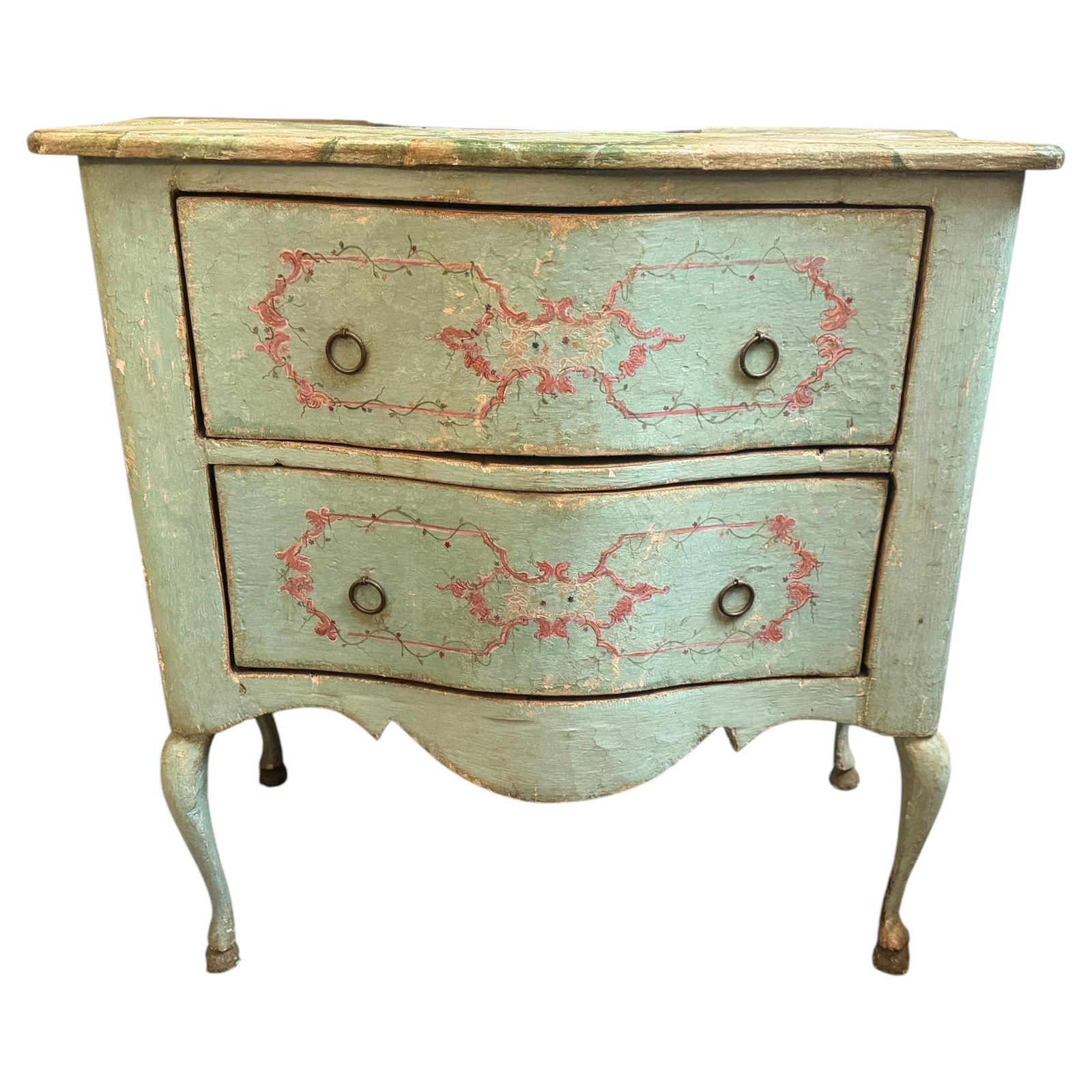 Late 19th Century Louis XV Style Lacquered Wood Italian Chest Of Drawers
