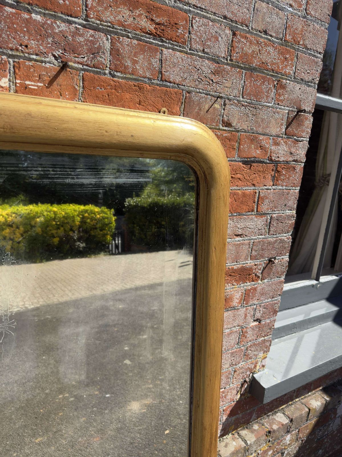 A Fabulous Large Antique English 19th C Arched Top Gilt Overmantle Mirror. photo furniture
