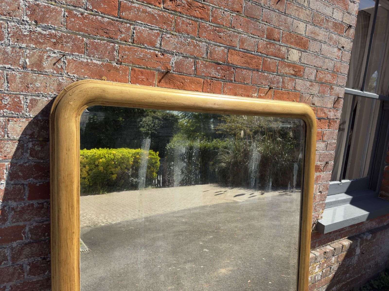 A Fabulous Large Antique English 19th C Arched Top Gilt Overmantle Mirror. photo for sale