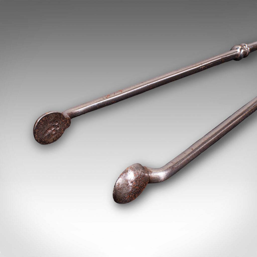 photo furniture Antique Companion Set, Three Fireside Tools, English, Steel, Brass, Victorian