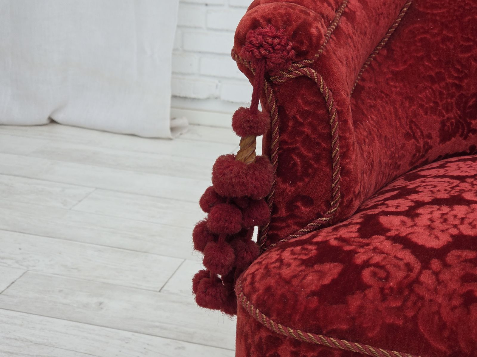 1950s, Danish Highback Armchair, Furniture Velour, Beech Wood Legs. photo 950.0