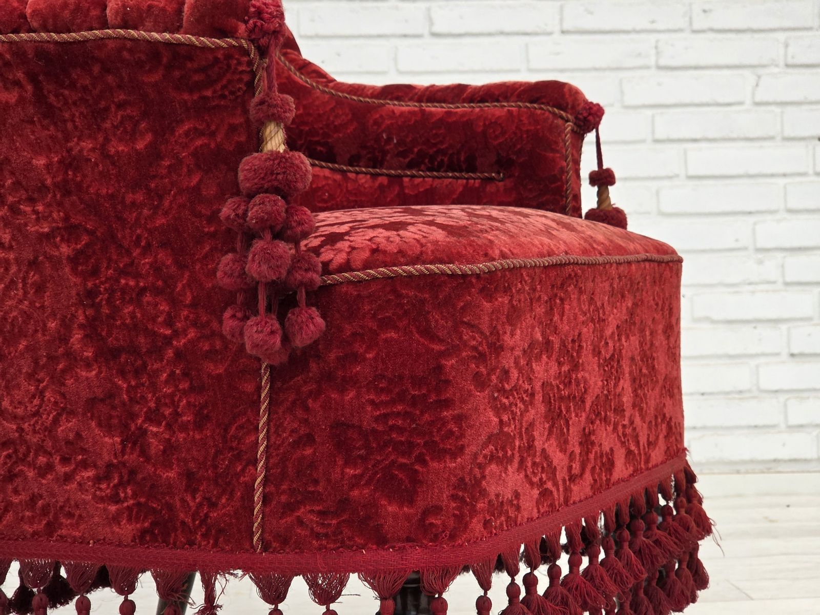1950s, Danish Highback Armchair, Furniture Velour, Beech Wood Legs. photo buy