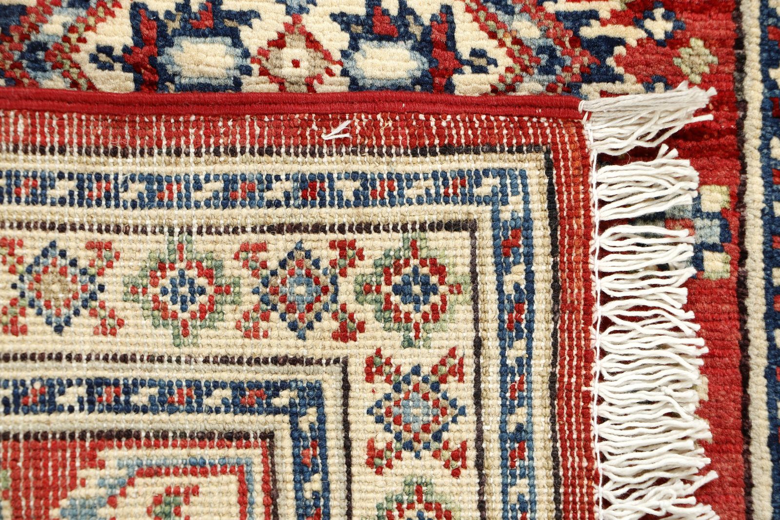 Small Red And Ivory Kazak Afghan Traditional Rug photo vinterior