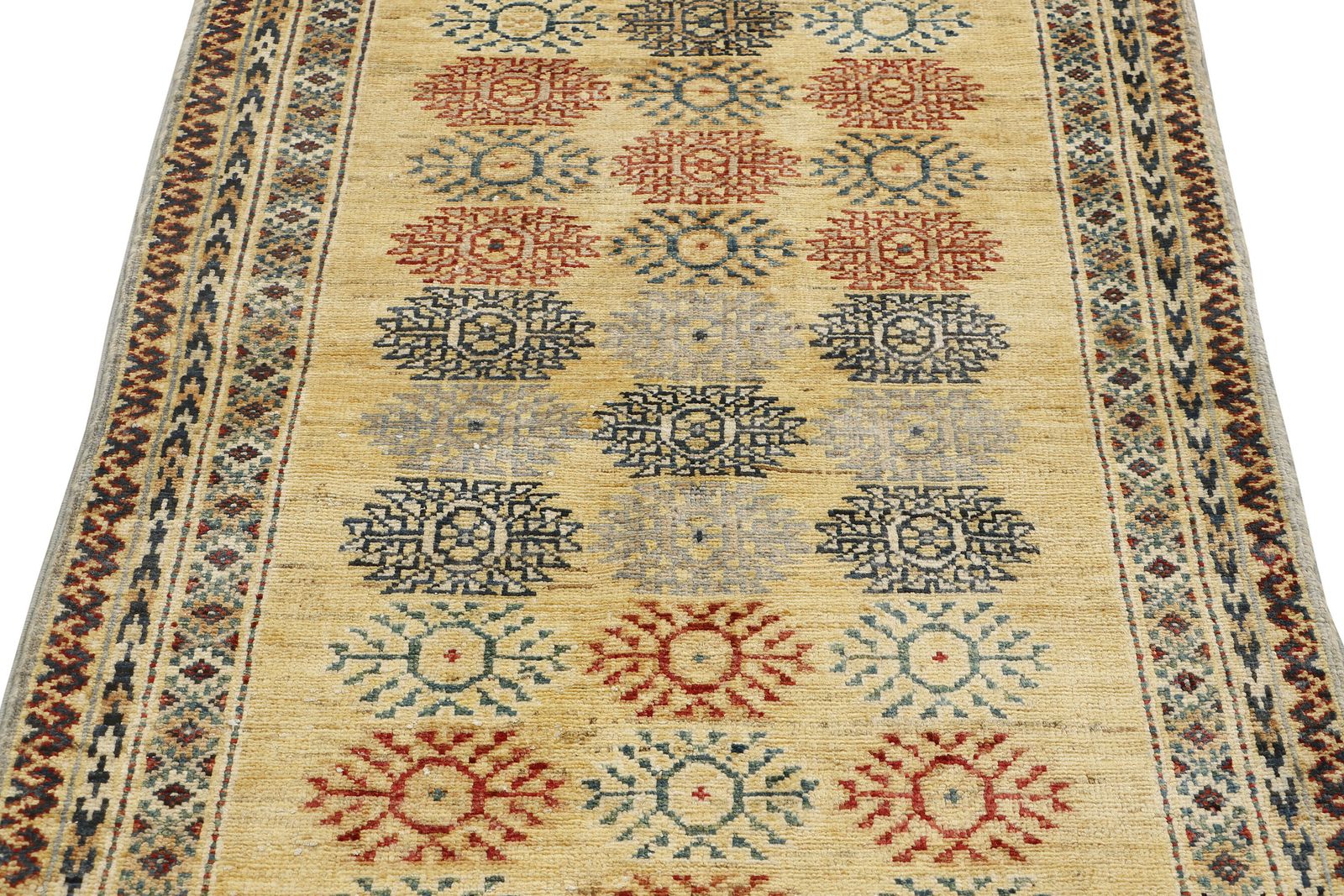 Small Gold Bokhara Turkmen Geometric Unique Rug photo for sale