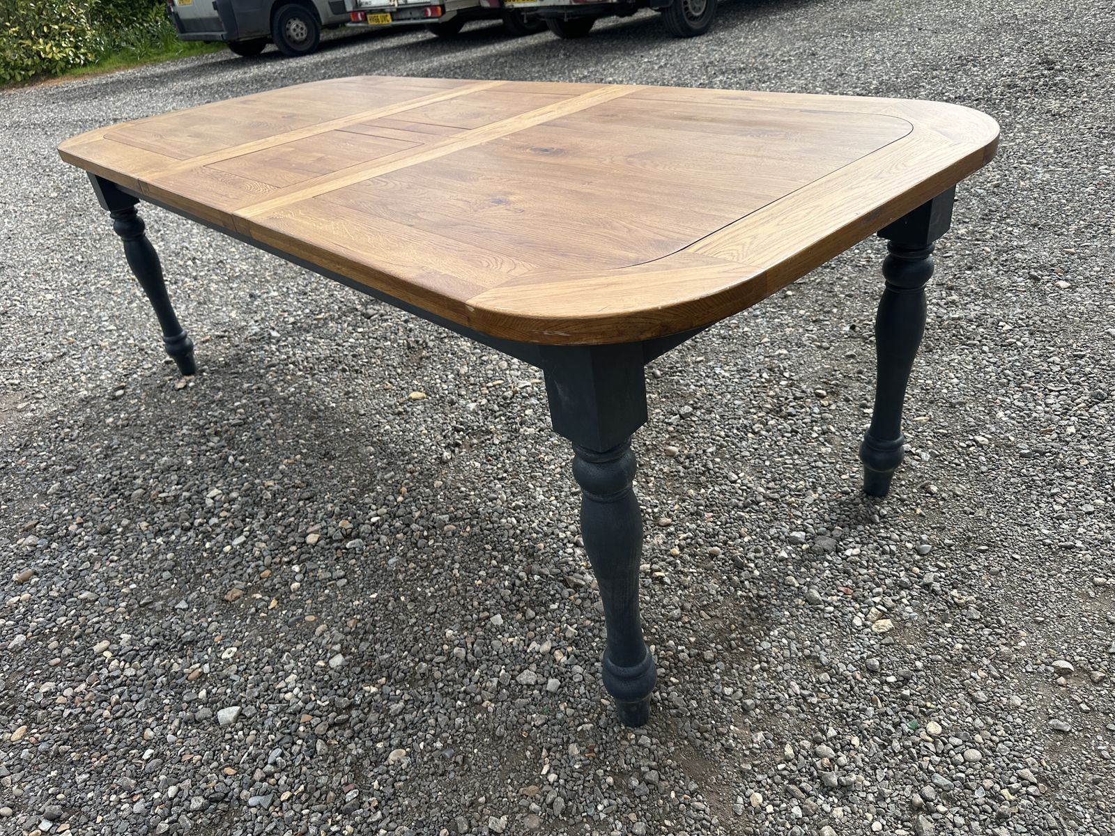 Grand Substantial Oak Furnitureland Dining Table 230cm 10–12 Seat Huge Navy Blue photo 479.0