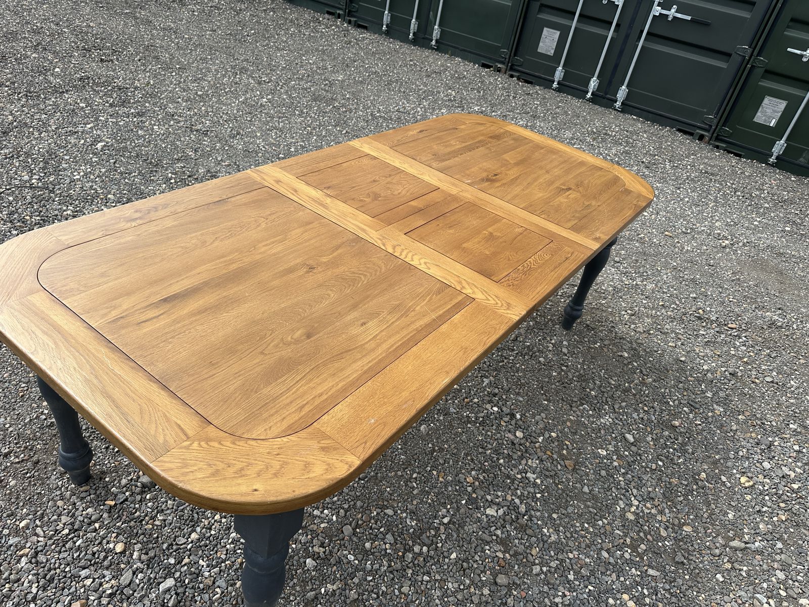 Grand Substantial Oak Furnitureland Dining Table 230cm 10–12 Seat Huge Navy Blue photo vintage