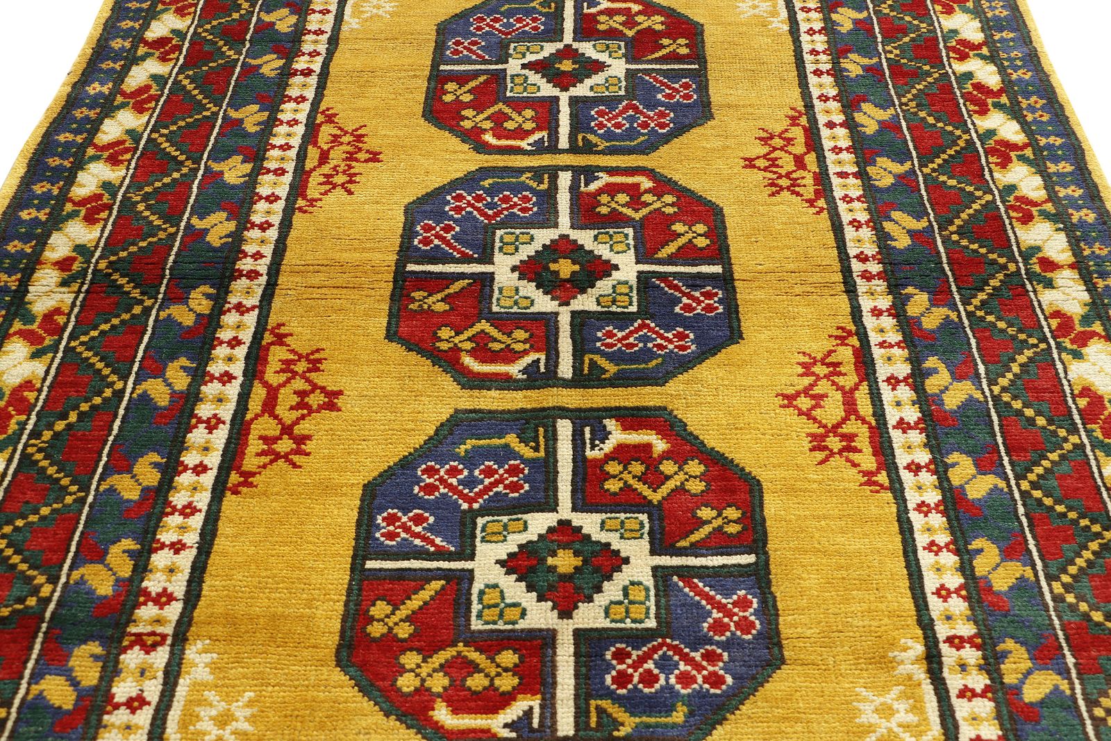 4x6 Gold Bokhara Handmade Afghan Geometric Area Rug photo for sale