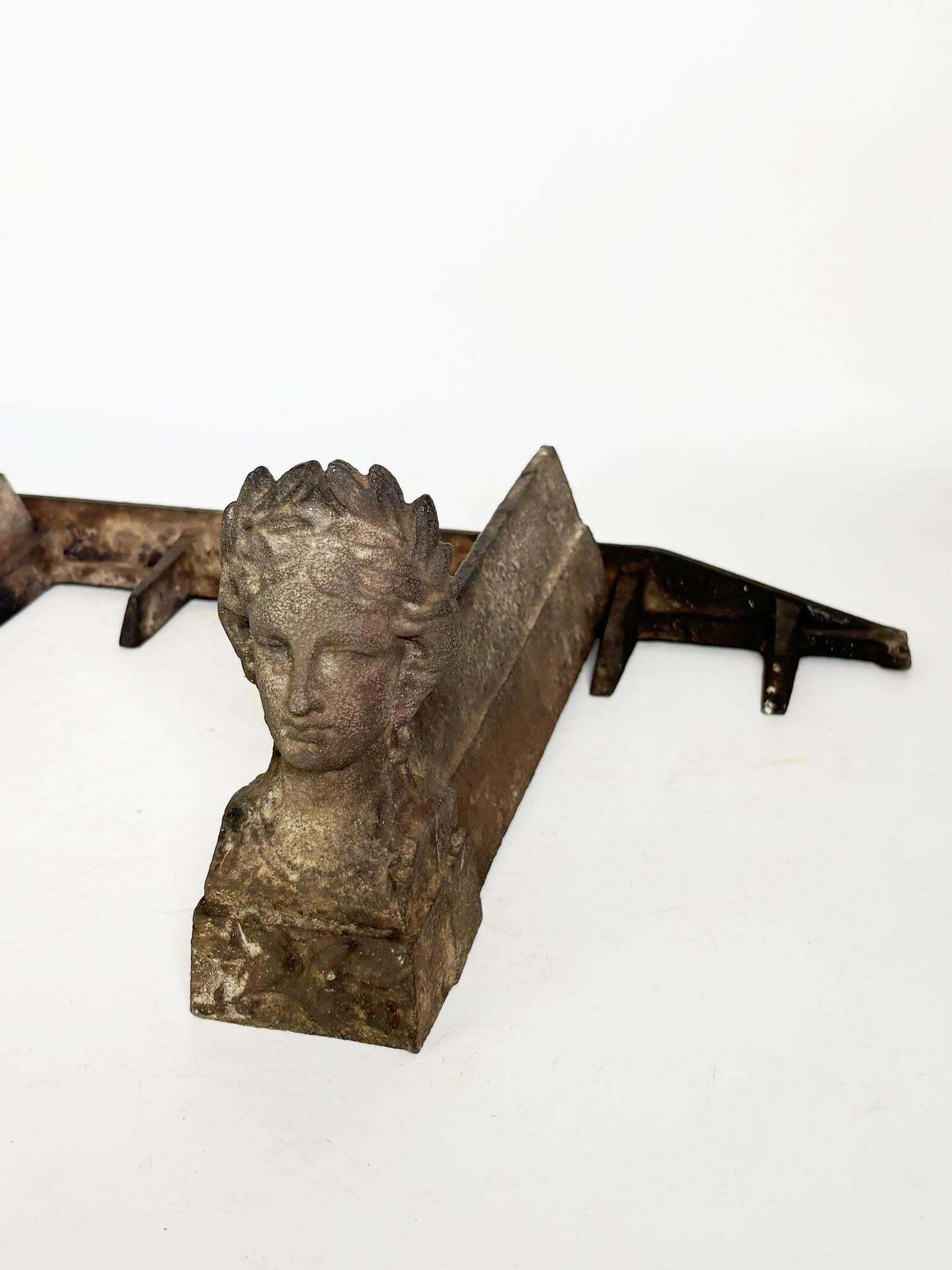 Pair Of Andirons With Women's Heads, France, 1960. photo for sale