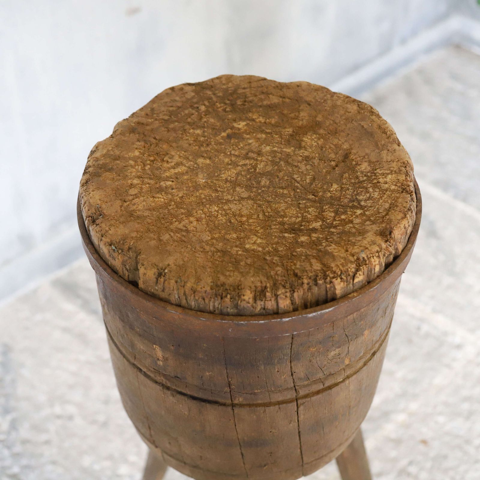 Vintage French Charcuterie Chopping Block In Oak & Elm – Sculptural Rustic Butcher’s Block photo 450.0