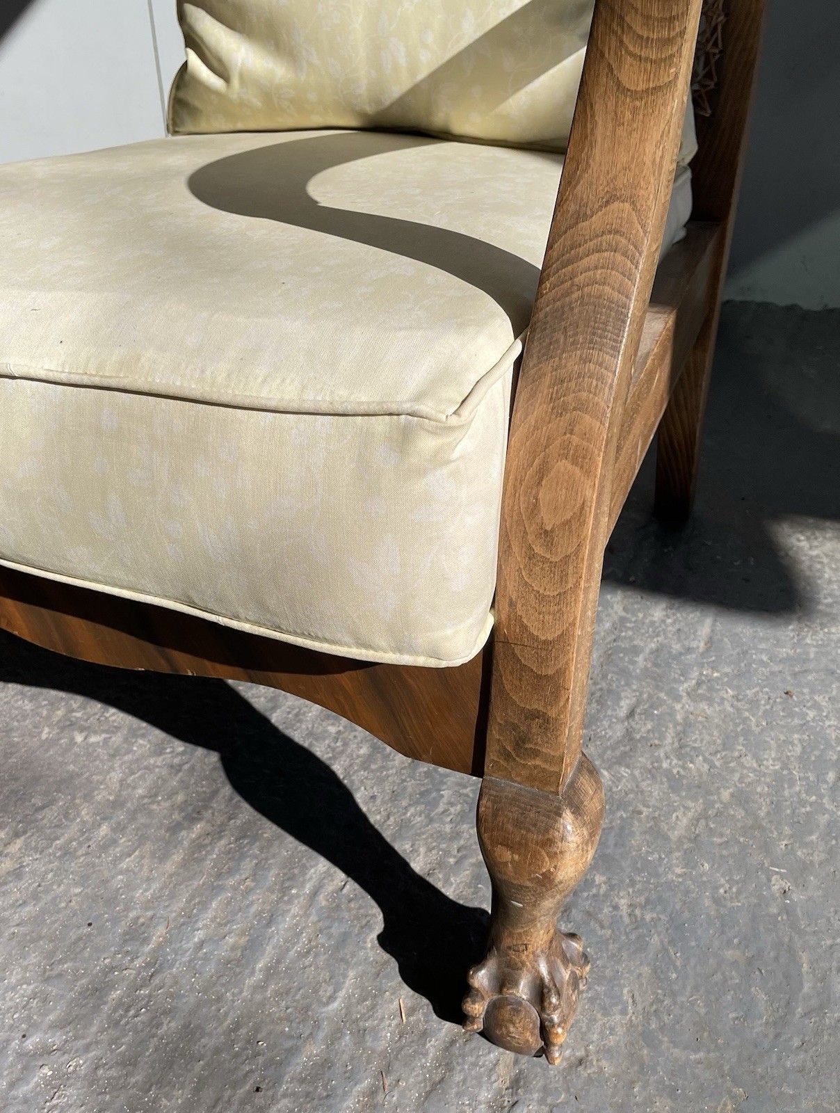 Early 20th Century Walnut Cane Back Bergere Armchair Ball & Claw Feet photo vinterior