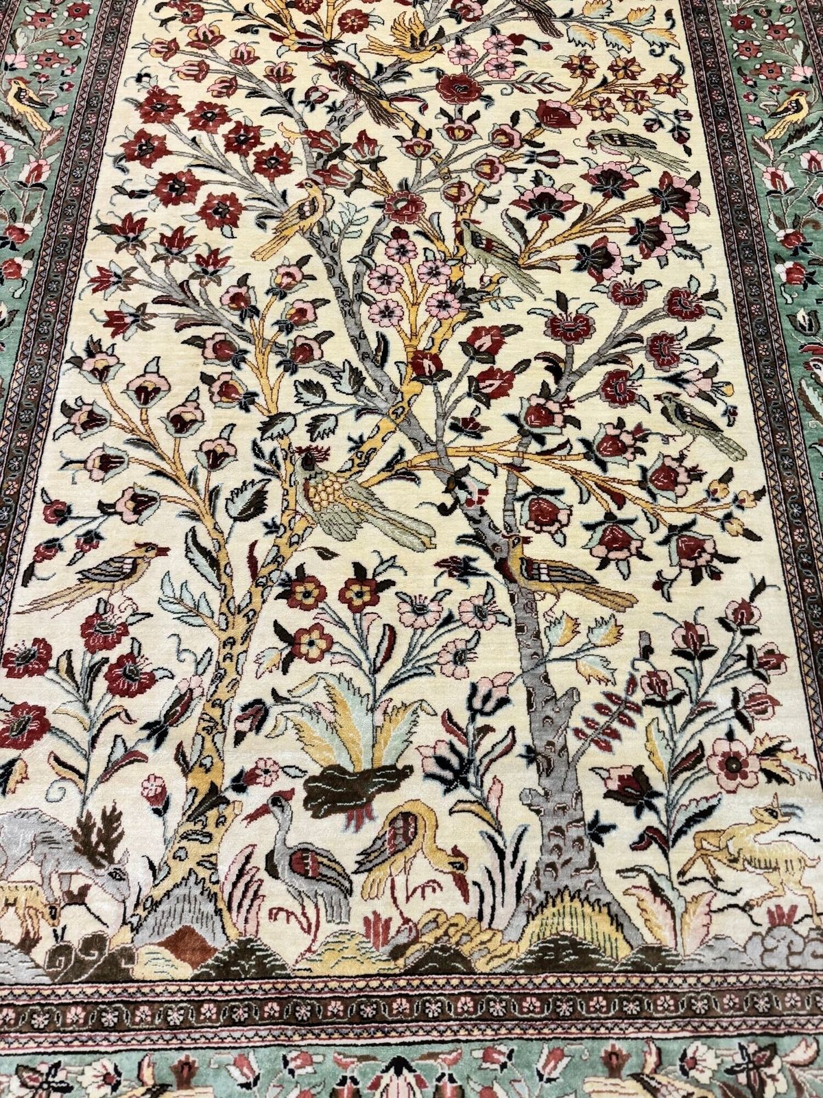Vintage Silk Qum Rug 1.50m X 1.02m photo vintage