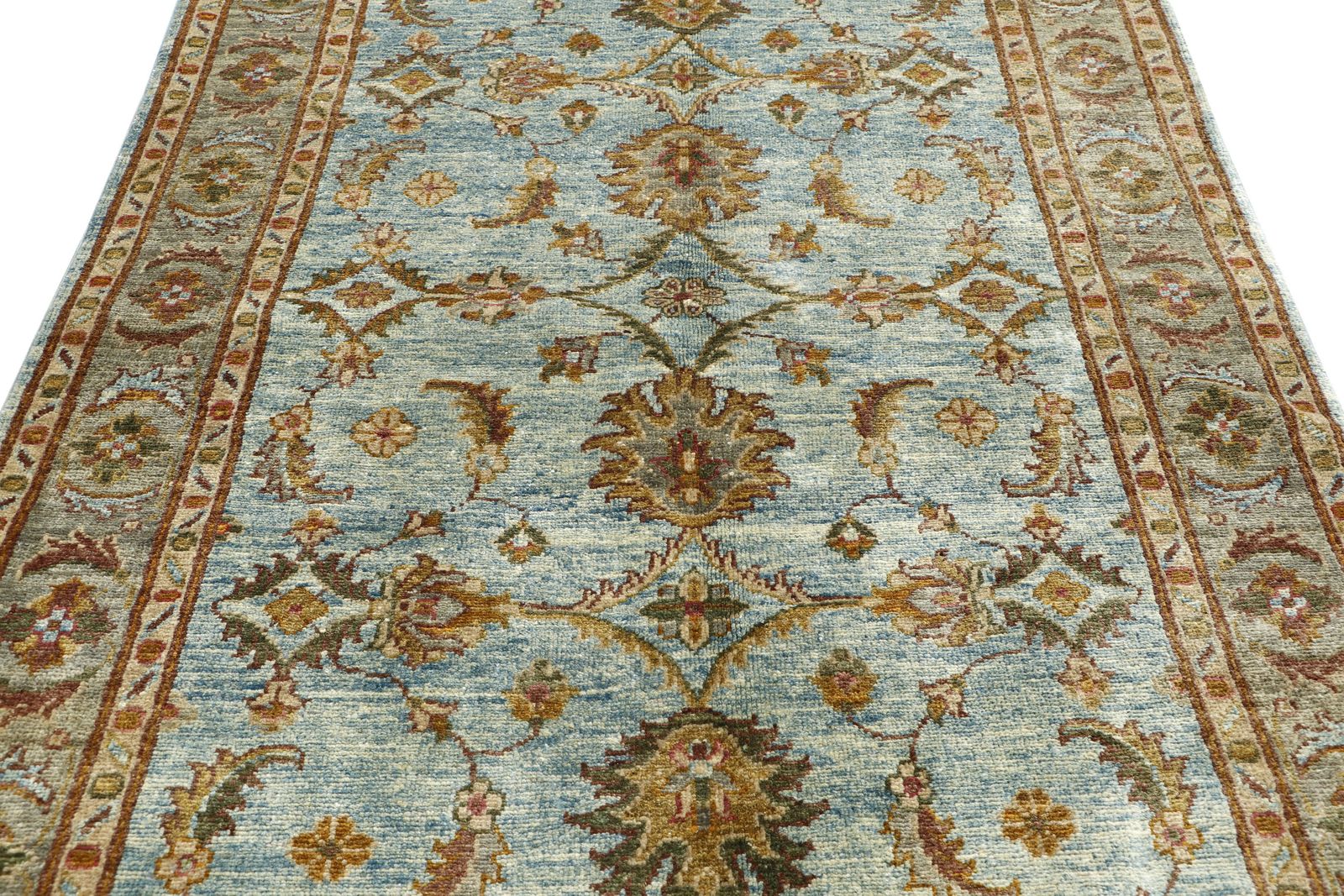 4x6 Blue And Grey Afghan Chobi Oriental Area Rug photo for sale