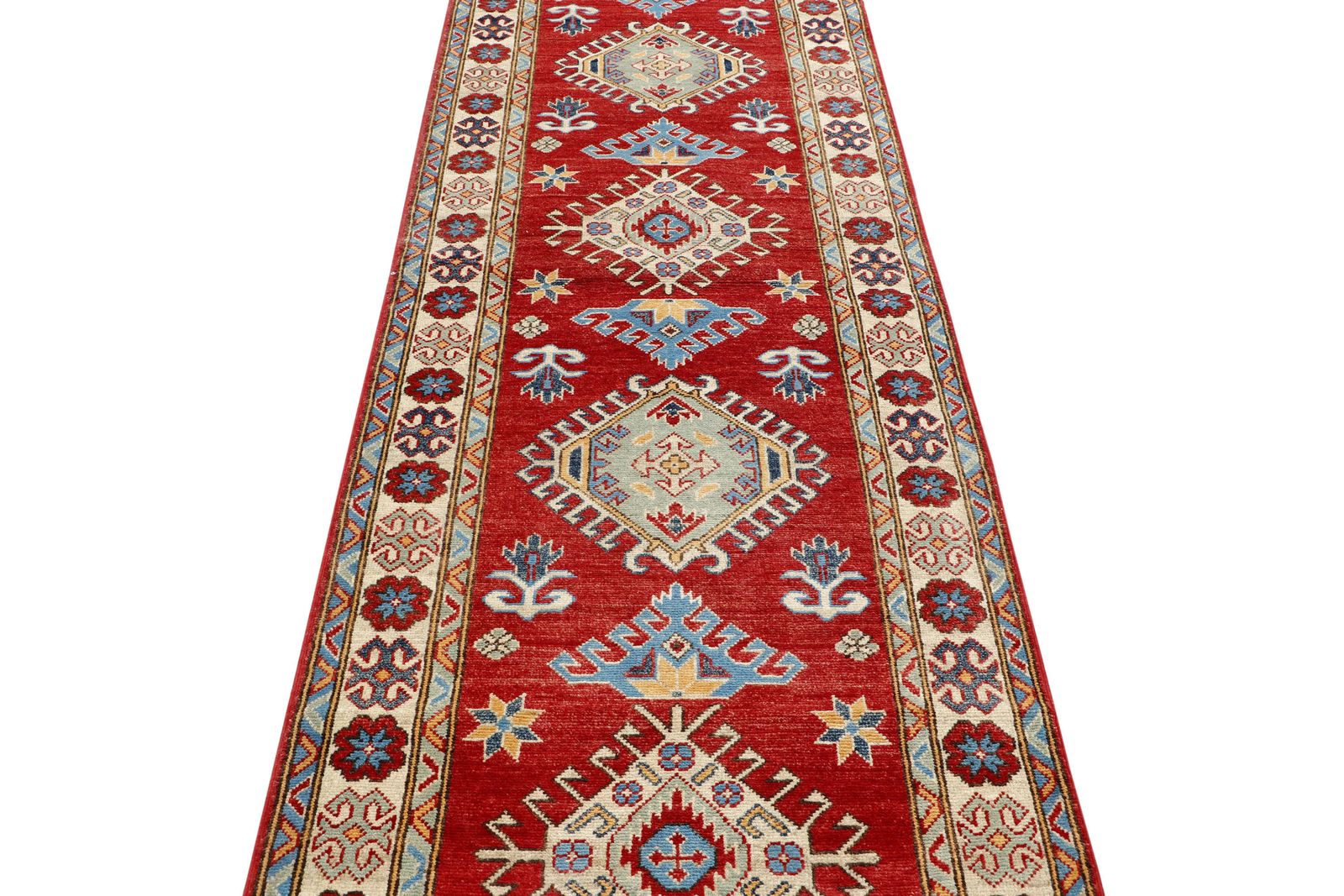 3x10 Red Kazak Handmade Caucasian Runner Rug photo for sale