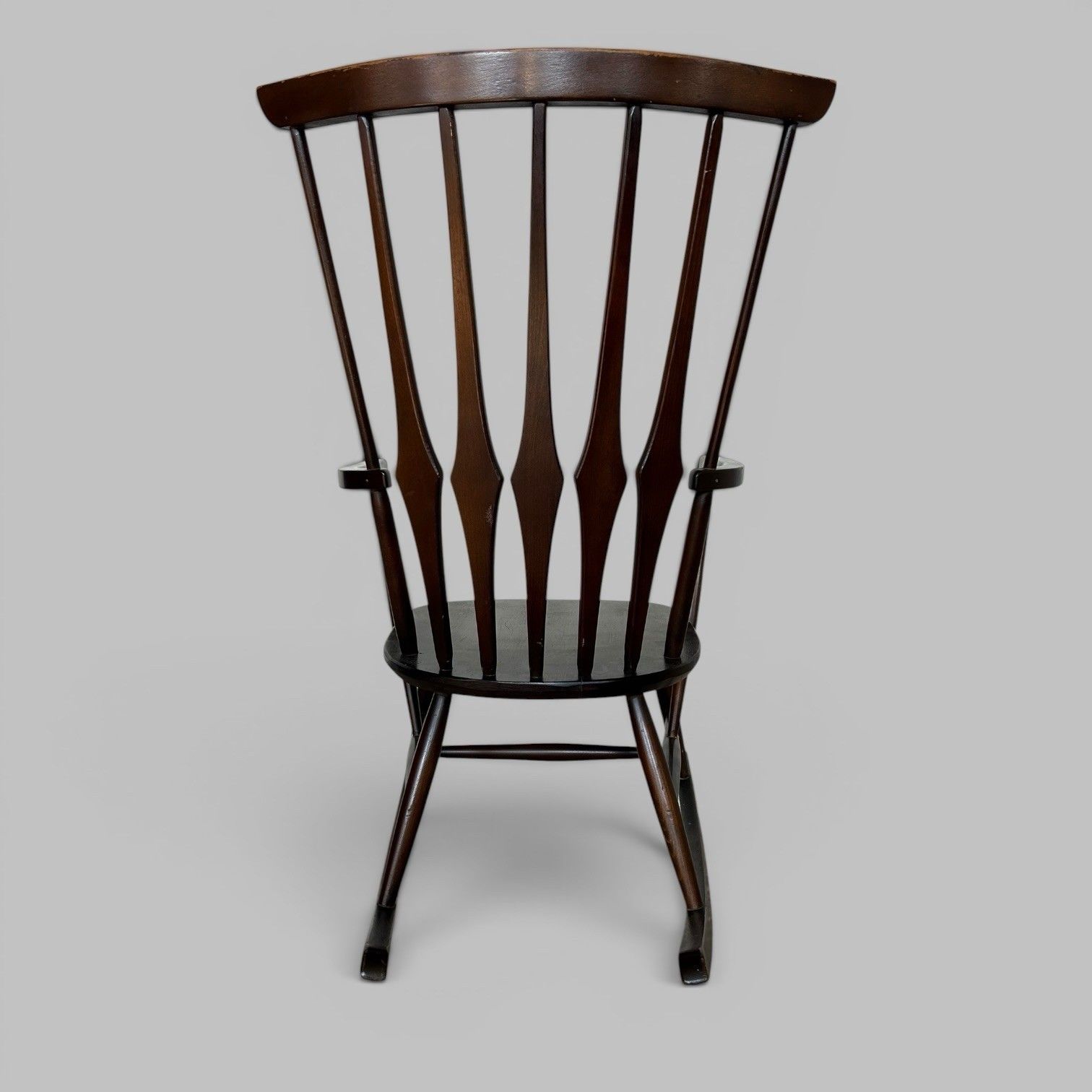 Mid Century Wooden Rocking Chair With Spindle Back photo vinterior