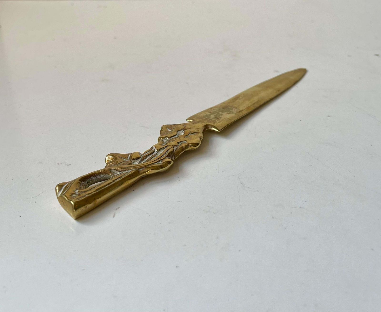 Art Nouveau Letter Opener In Brass   Dessin W. Leaves photo 178.0