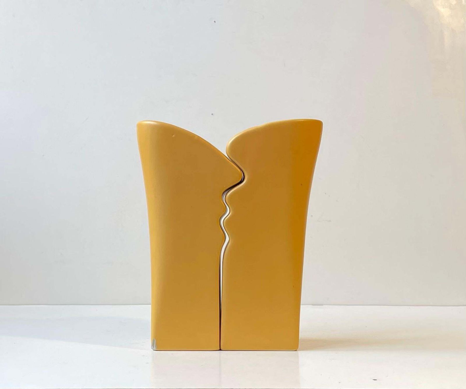 German Post Moddern Yellow Ceramic Vases 'The Kiss' By Asa, 1980s photo Home Decor