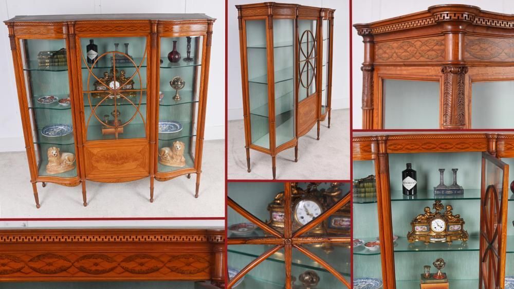 Victorian Satinwood Display Cabinet Edwards And Roberts Circa 1880