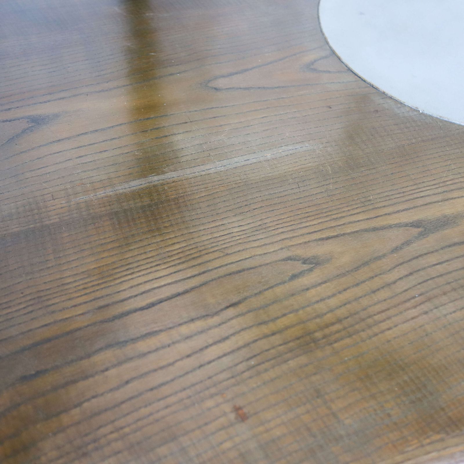Large Industrial Desk   Aged Oak Top, Grey Leather & Aviation Style Pedestals C.1970s 80s photo buy