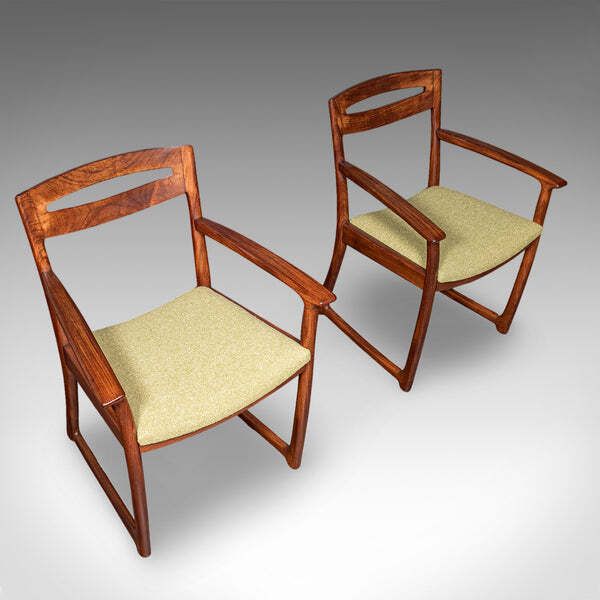 Pair Of Vintage Side Chairs, Scottish, Teak, Elbow Seat, Beithcraft, Mid Century photo vinterior