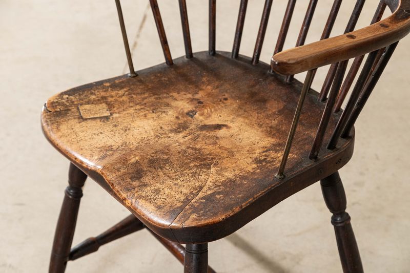 19thc English Vernacular Yew & Fruitwood Stick Back Windsor Chair photo vintage