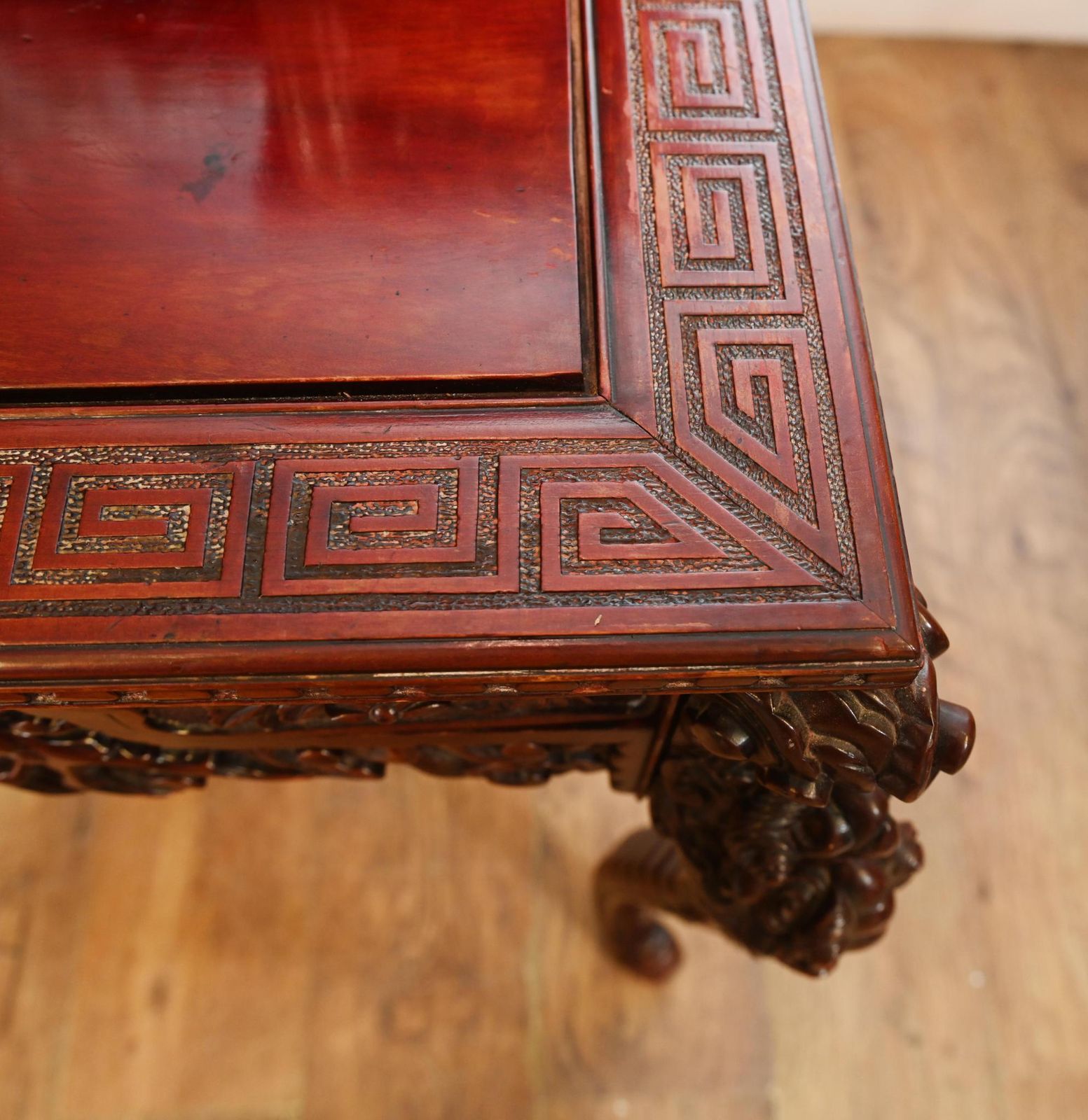 Japanese Carved Desk Hardwood Bureau Meije photo vinterior